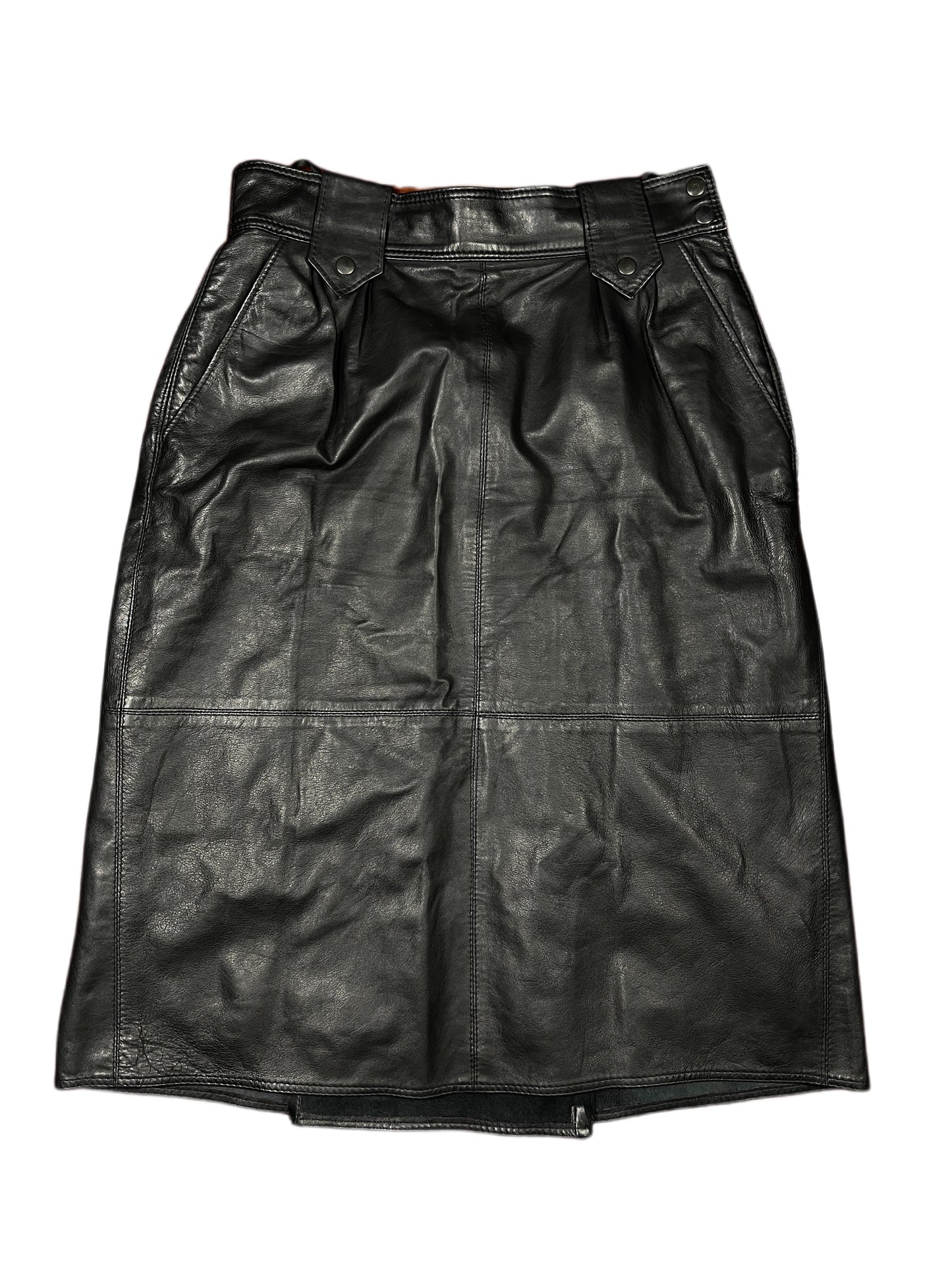 Vintage Yves Saint Laurent Leather Skirt Black - L