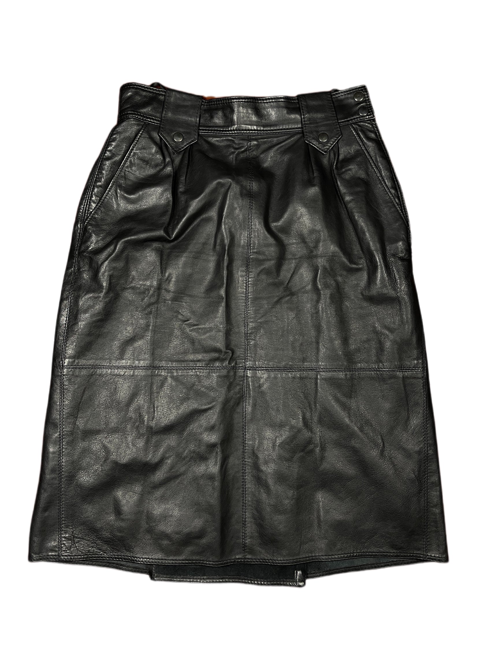 Vintage Yves Saint Laurent Leather Skirt Black - L