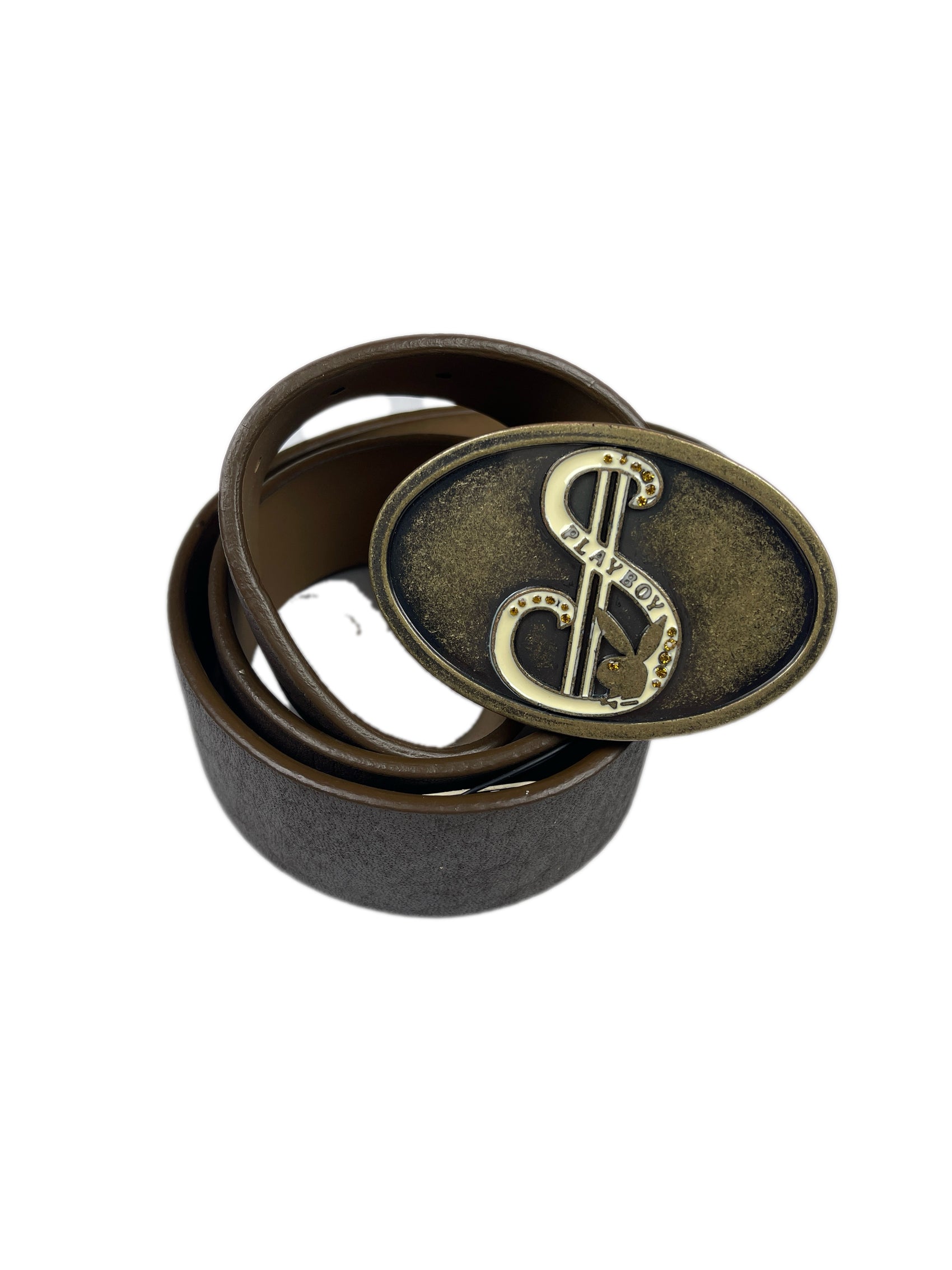 Y2k Playboy Plug Belt Brown