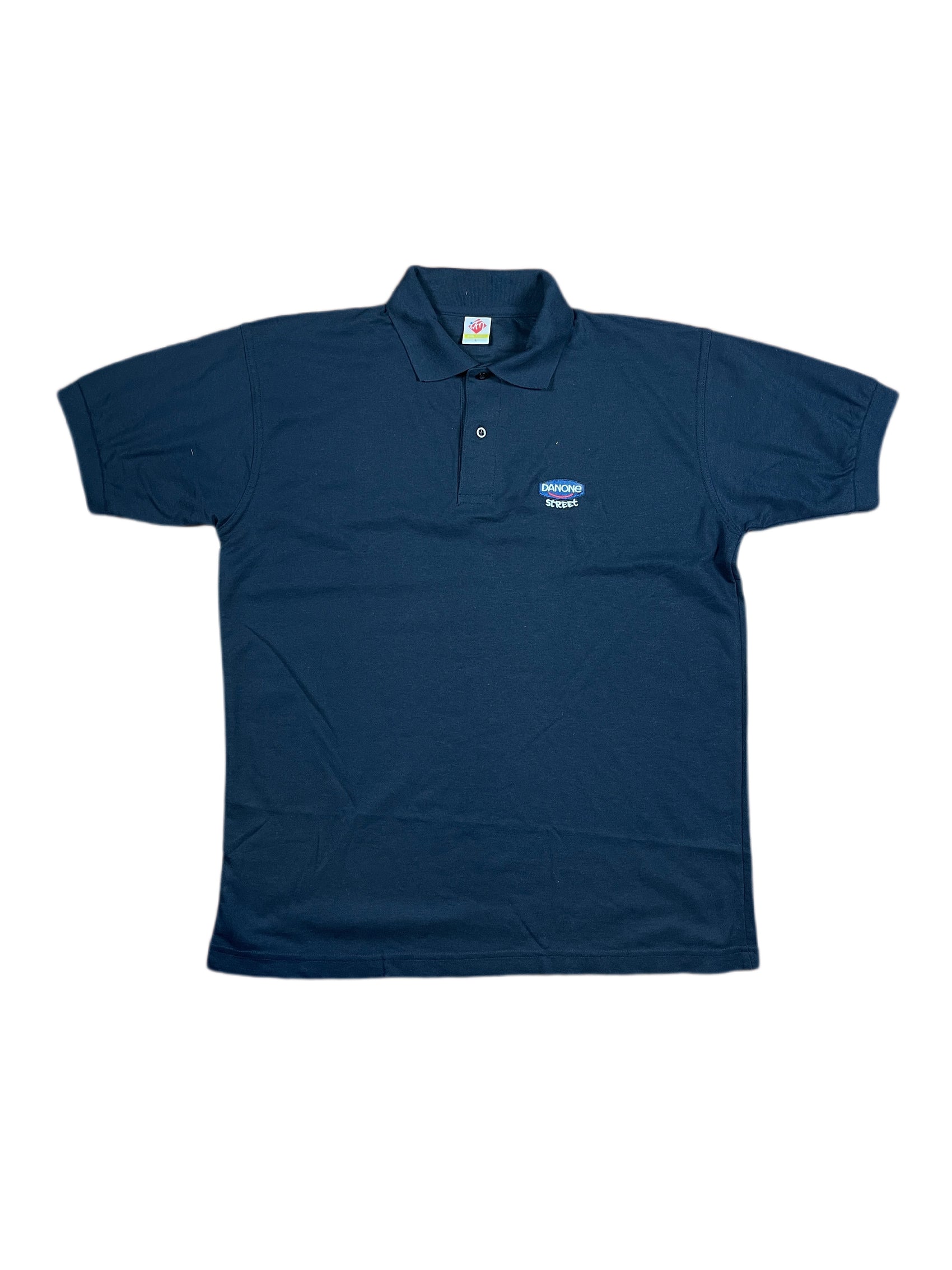 Vintage Danone Street Polo Shirt Navy - L