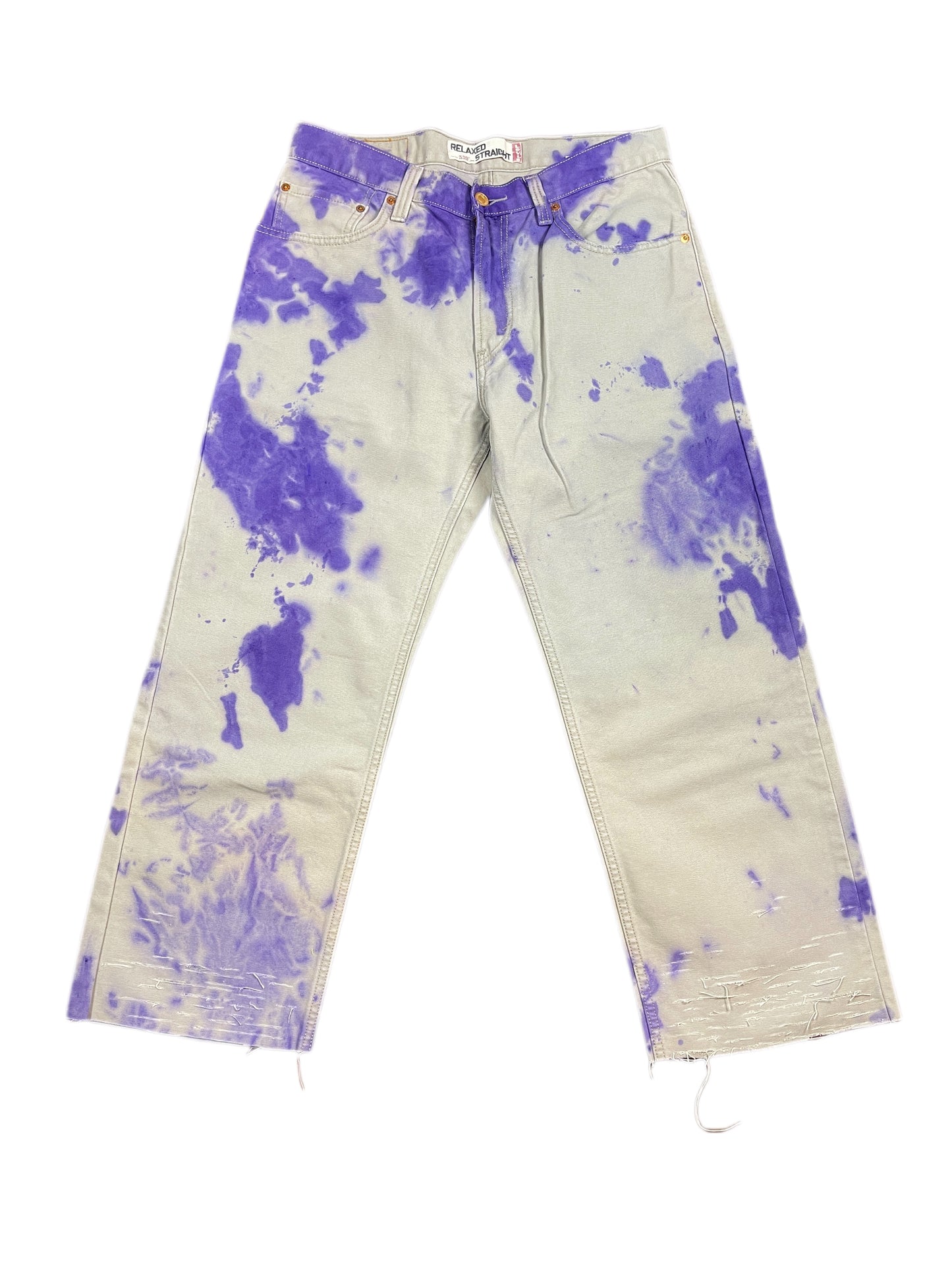 Y2k Levi's 559 UpCycled Denim Pants Beige Purple - M/L