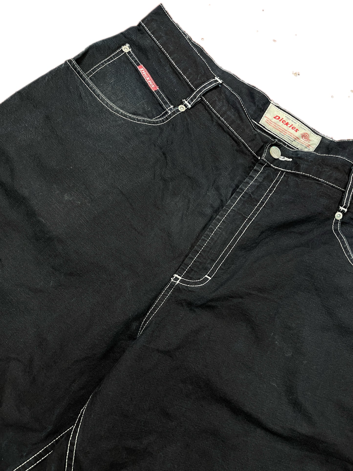 Y2k Dickies Cropped Denim Pants Hip Hop Black - XXL