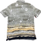 Vintage Short Sleeve Shirt Flower Pattern Khaki Viscose M