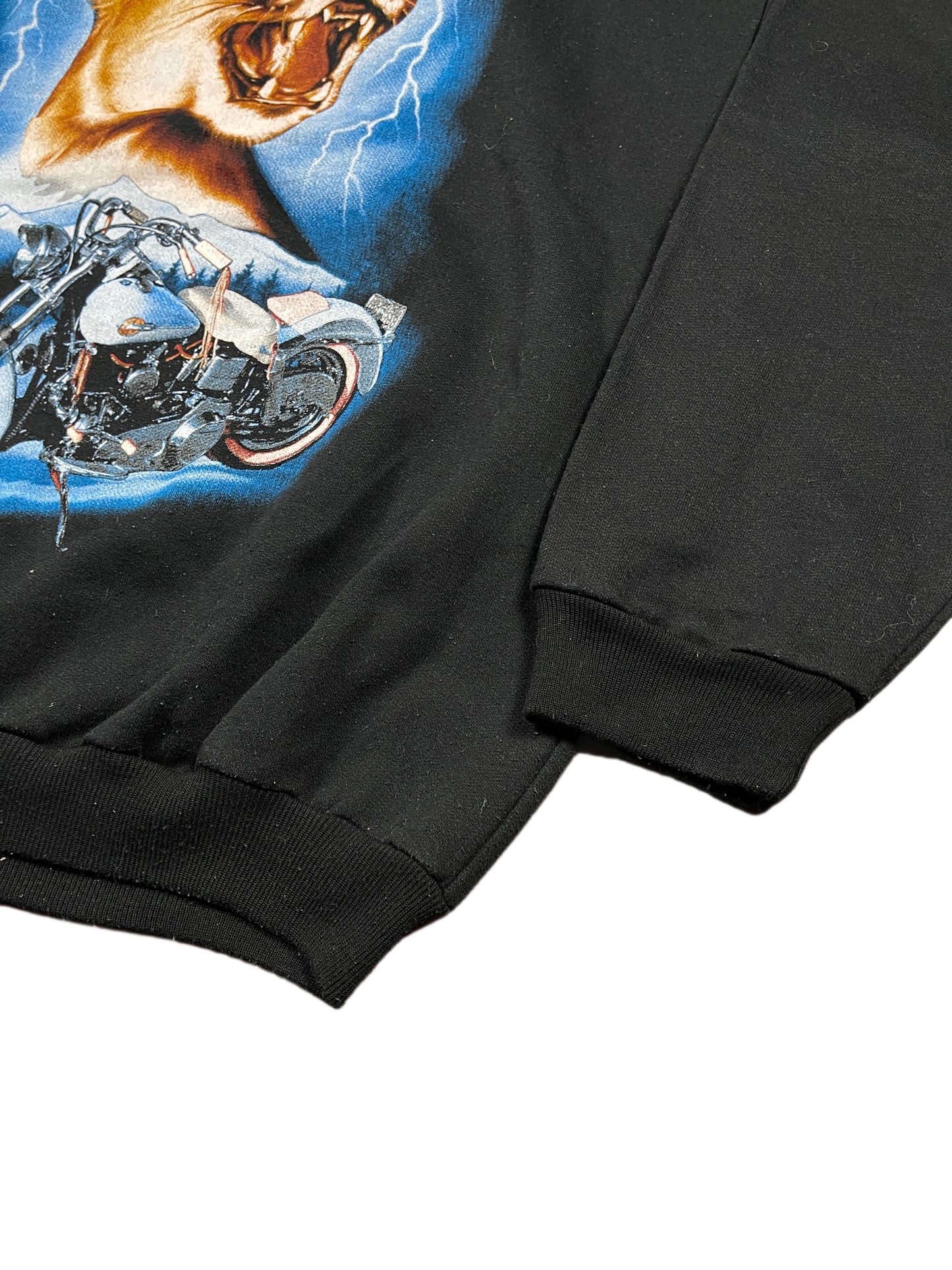 Y2k Sweatshirt Panther Motorcycle Black - L/XL