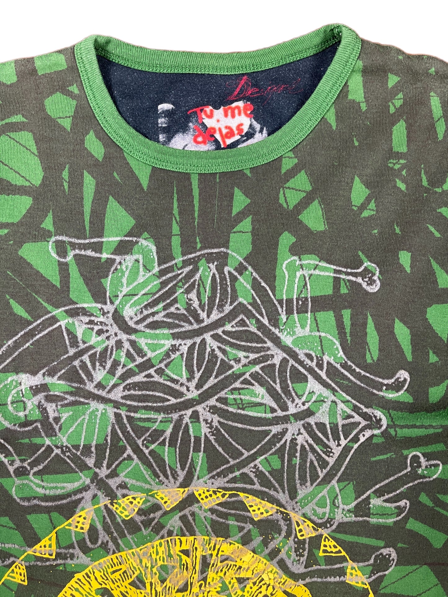 Y2k Desigual Short Sleeve Top Green - M