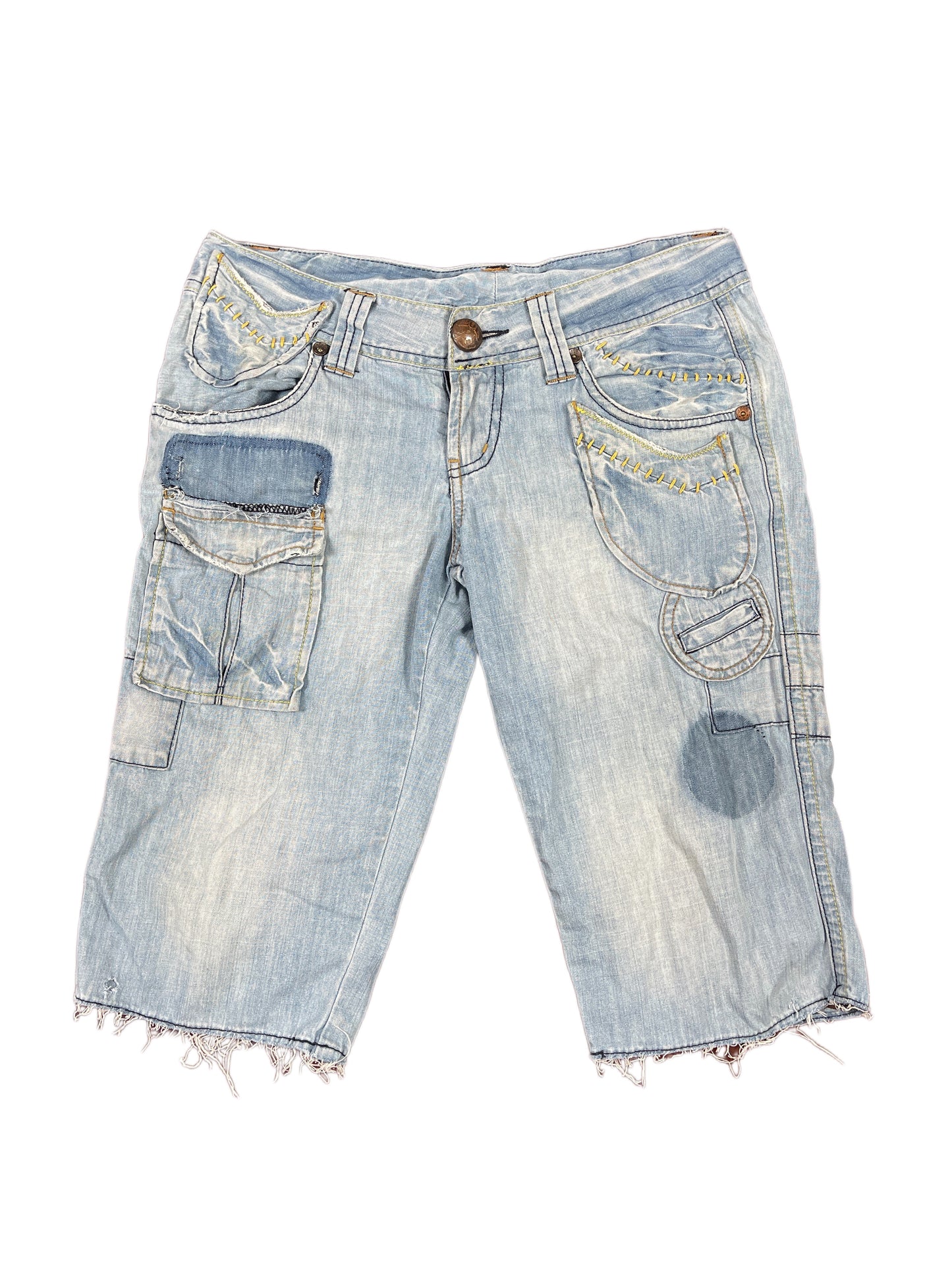 Y2k Lois Distressed Low Waist Capri Denim Pants - M