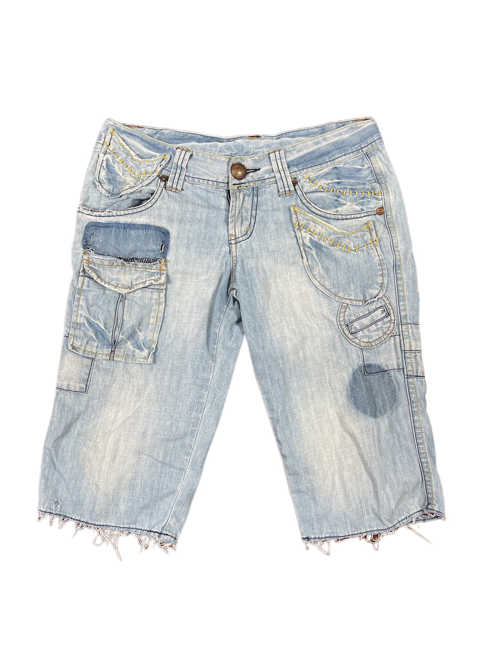 Y2k Lois Distressed Low Waist Capri Denim Pants - M