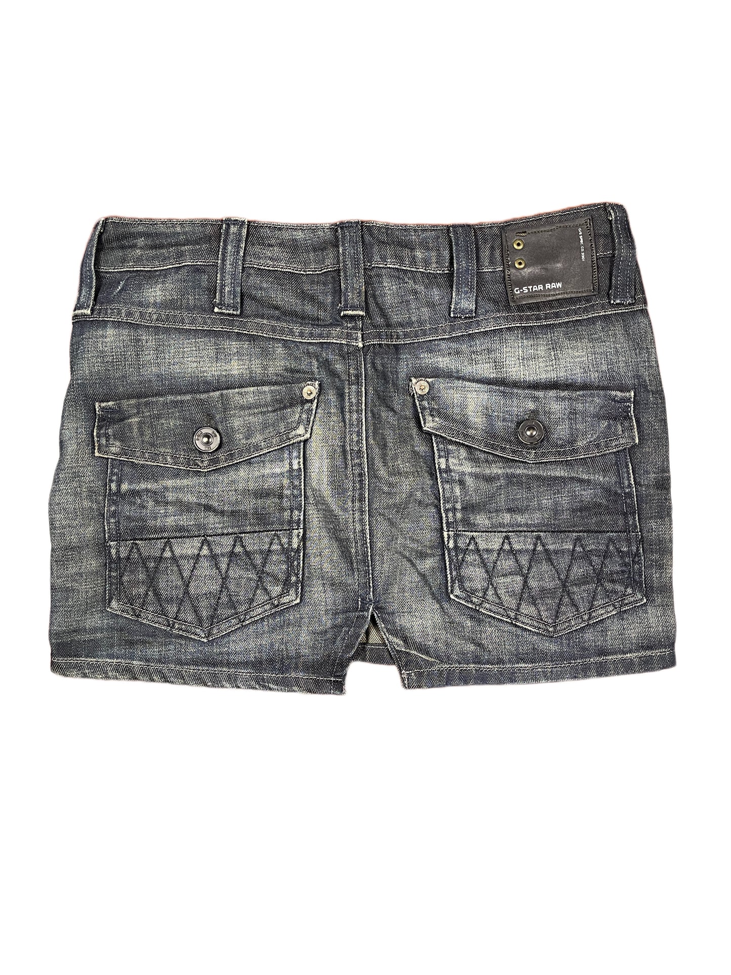 Y2k G-Star RAW Denim Mini Skirt Gray Blue - S