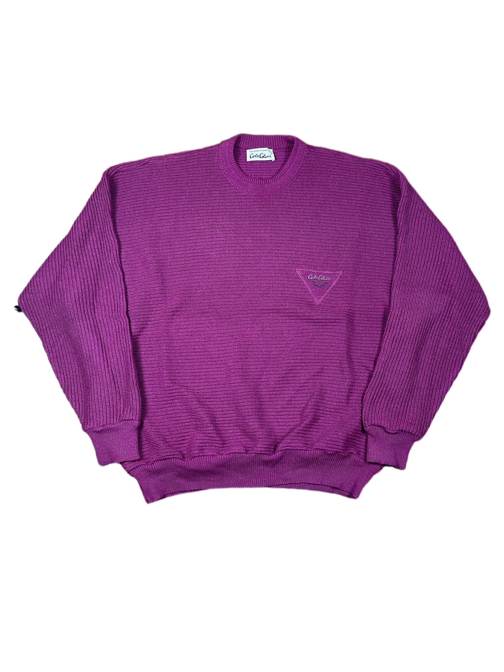Vintage Carlo Colucci 1980s Knitted Sweatshirt Purple XXL