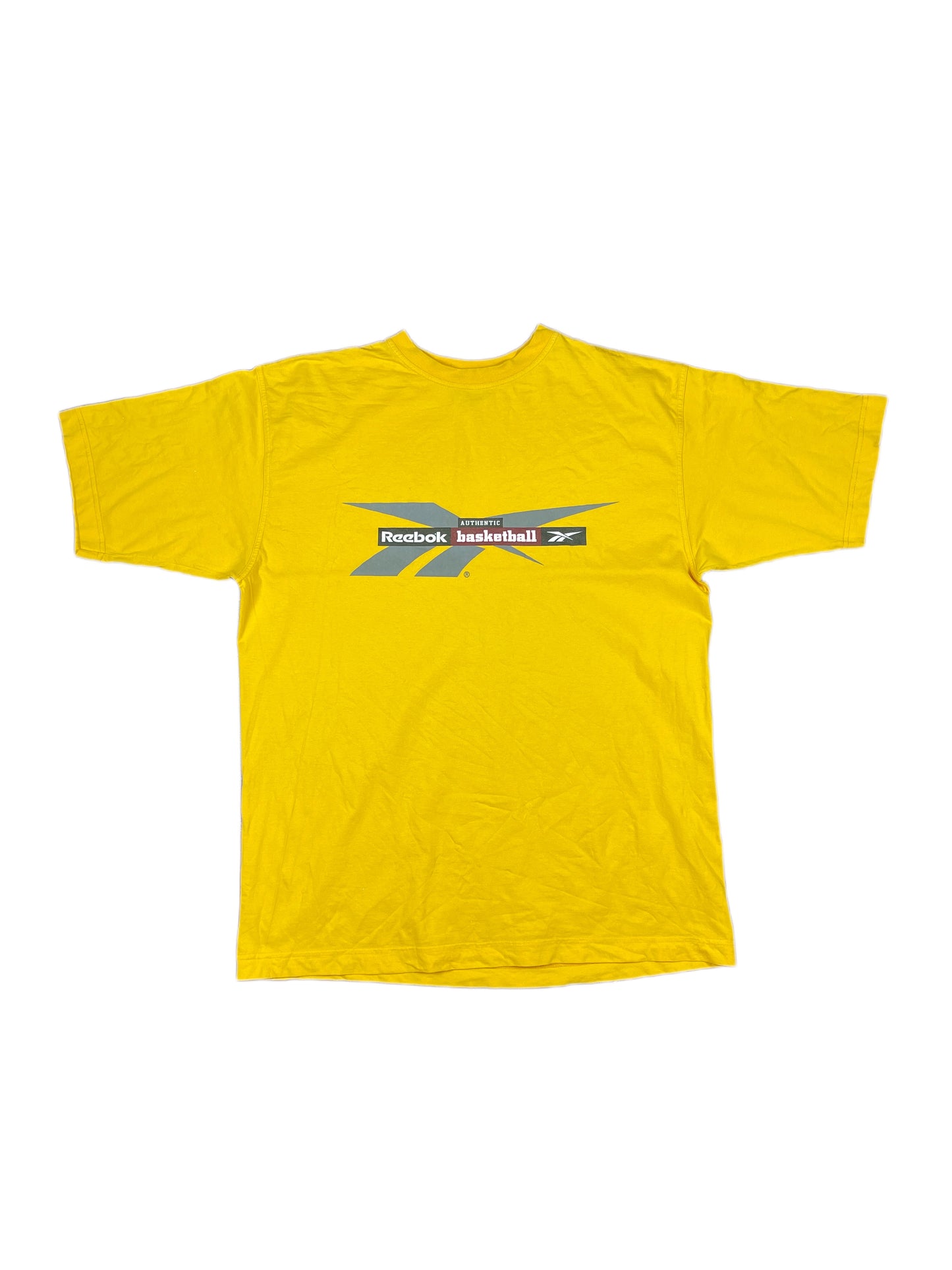 Vintage Reebok Basketball T-Shirt Yellow - XL