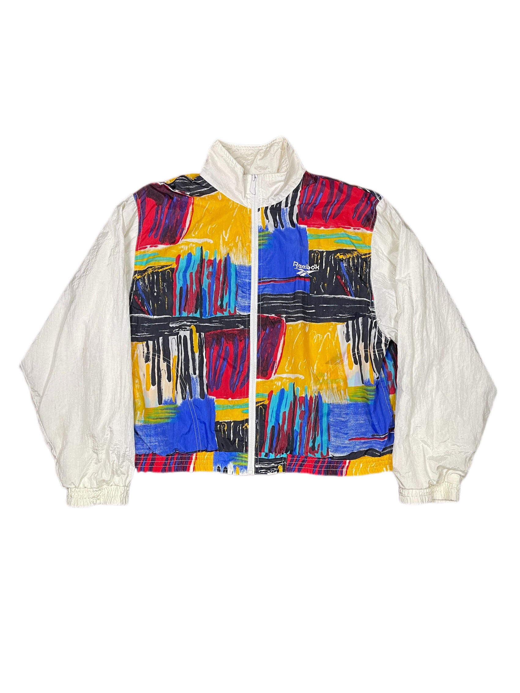 Vintage Reebok Sport Jacket White Multicolor - L