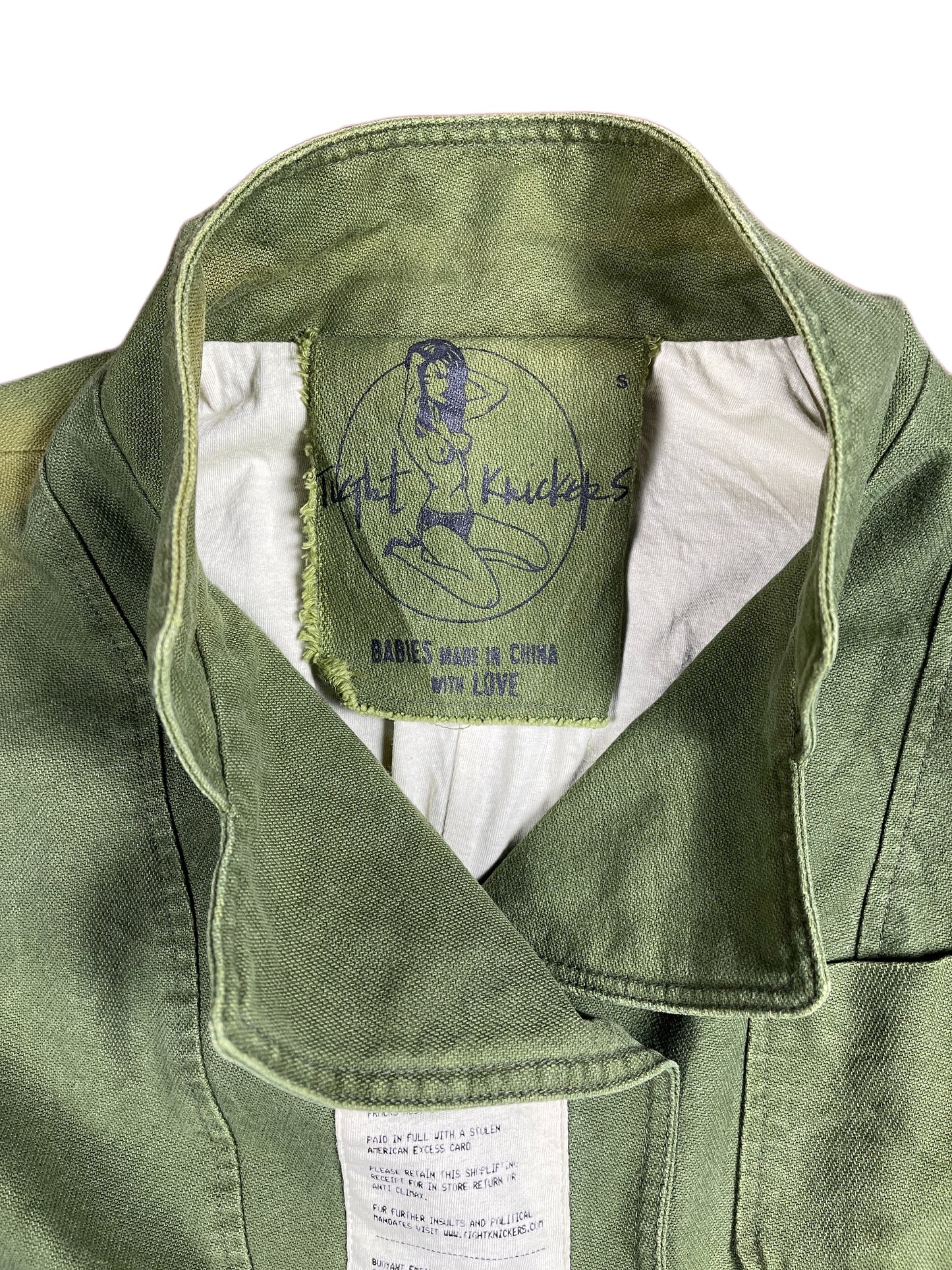 Y2k Tight Knickers Denim Jacket Green - S