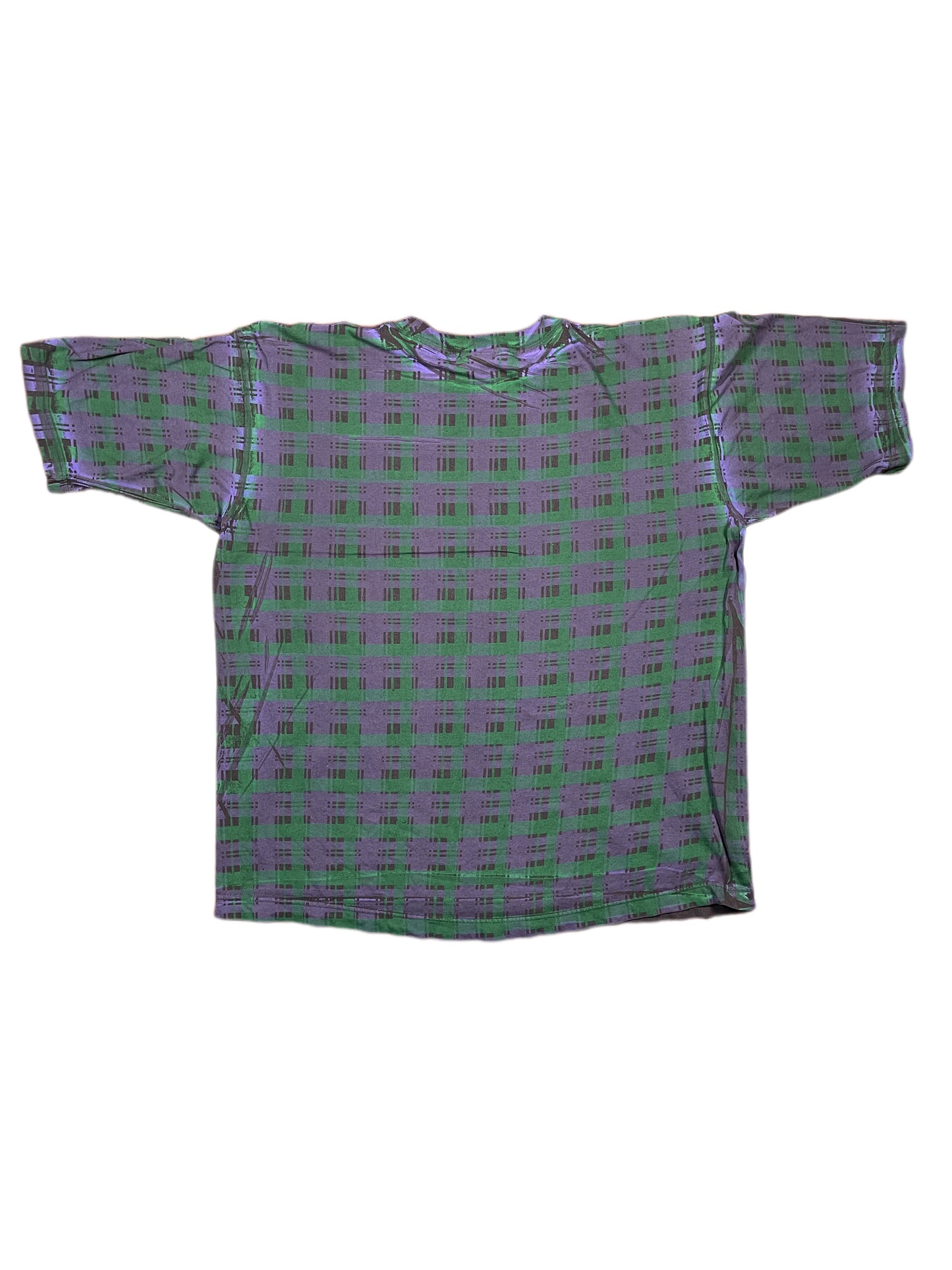 Vintage Reebok Blacktop Basketball 1990s T-Shirt checkered Green Purple - XL