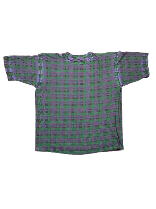 Vintage Reebok Blacktop Basketball 1990s T-Shirt checkered Green Purple - XL