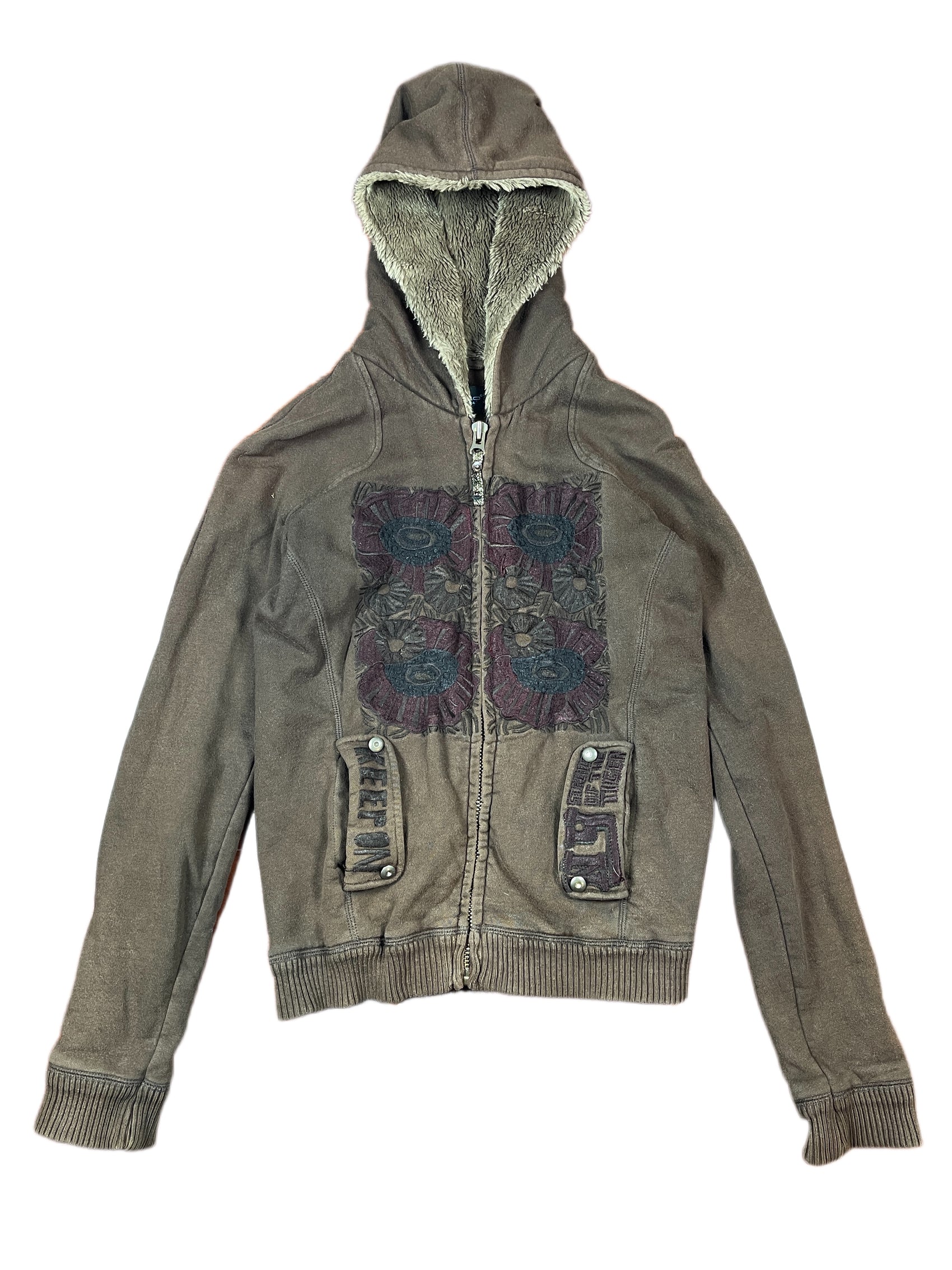 Y2k Custo Barcelona Zip Hoodie Brown S