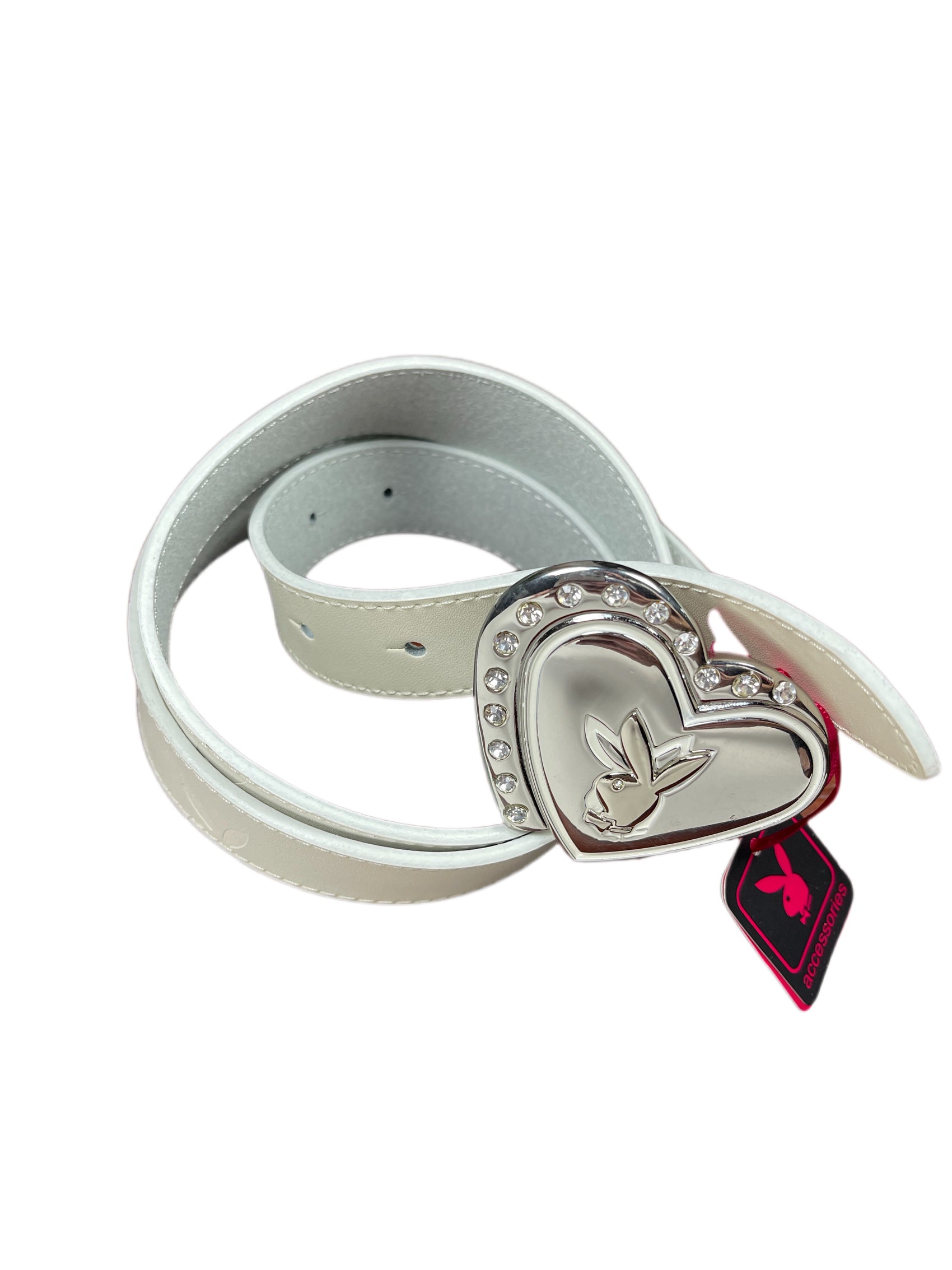 Y2k Playboy Leather Belt White 2004