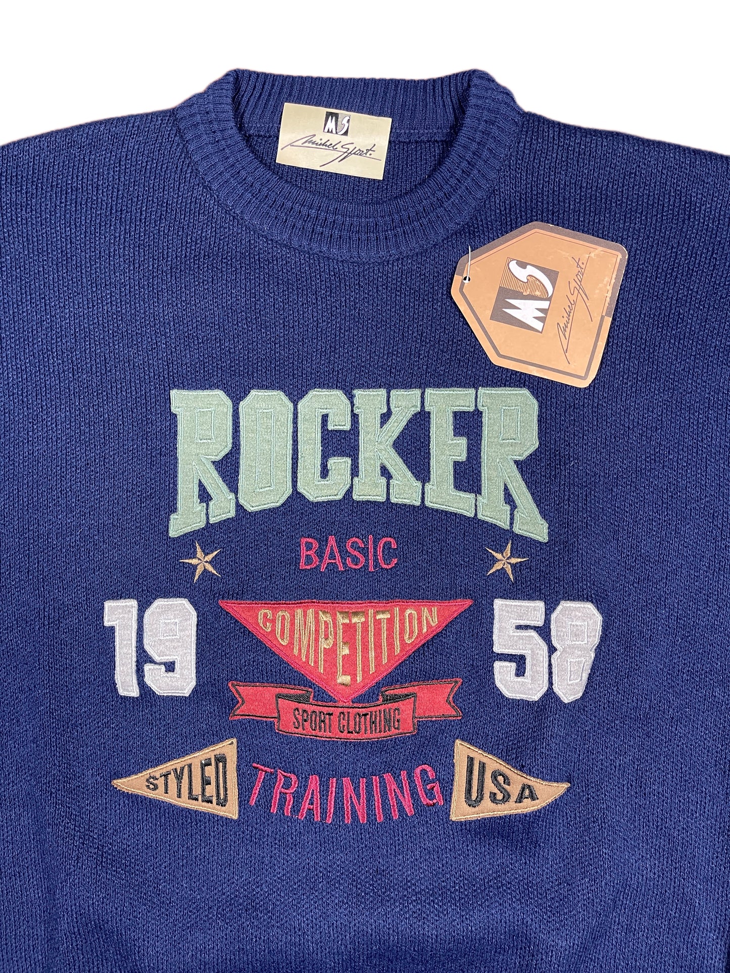 Vintage Knitted Sweatshirt Navy - M