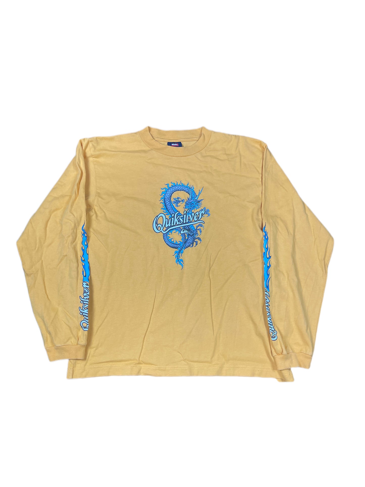 Y2k Quiksilver Dragon Longsleeve Orange Yellow - XXS/XS