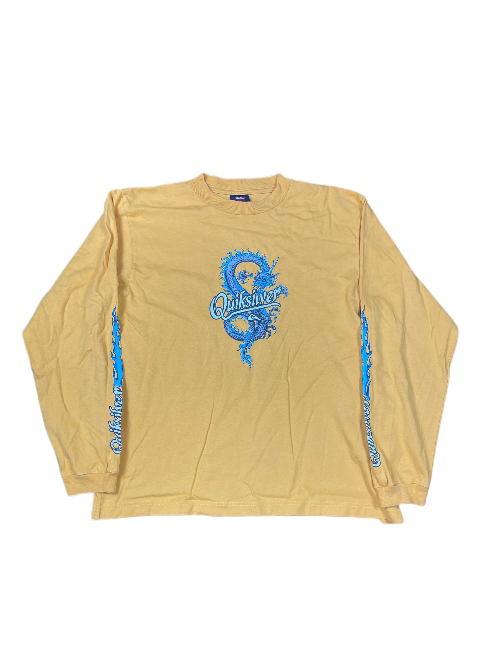 Y2k Quiksilver Dragon Longsleeve Orange Yellow - XXS/XS