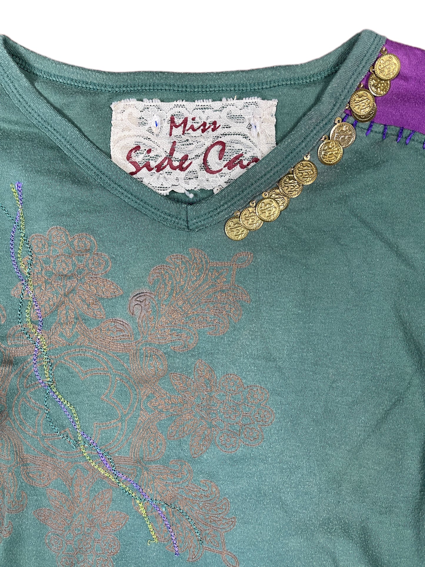 Y2k Miss Side Car Long Sleeve Top Green - S/M