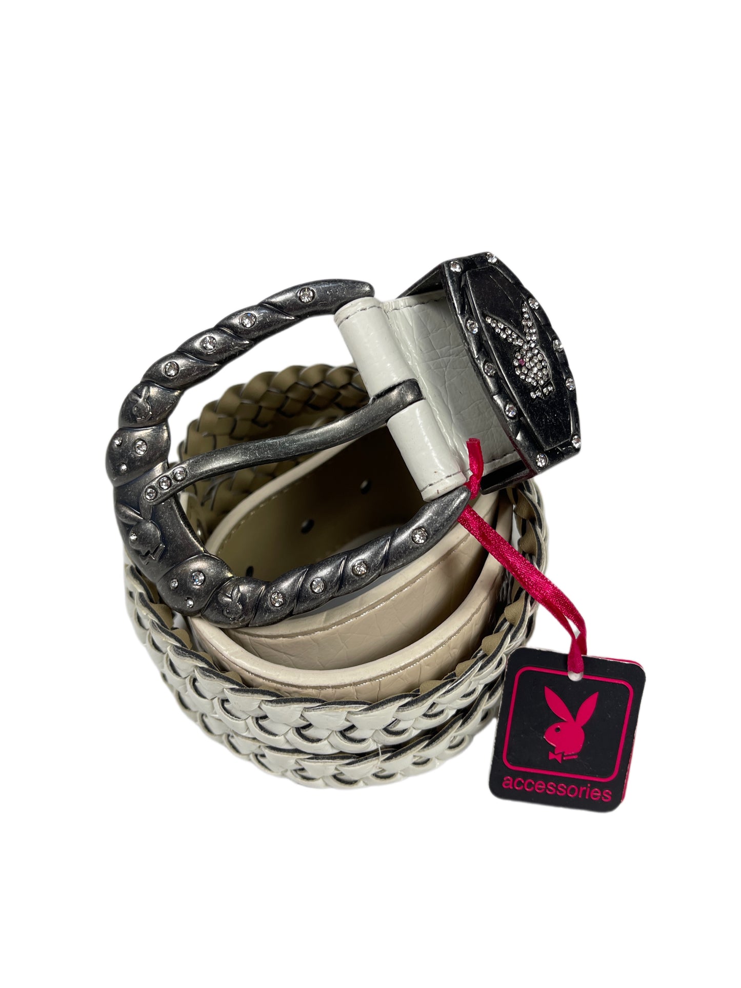 Y2k Playboy Belt White Creme 2004