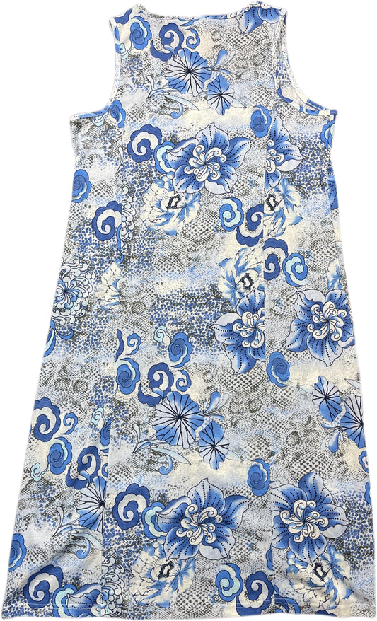 Kingfield Dress Blue Floral Pattern Polyester L