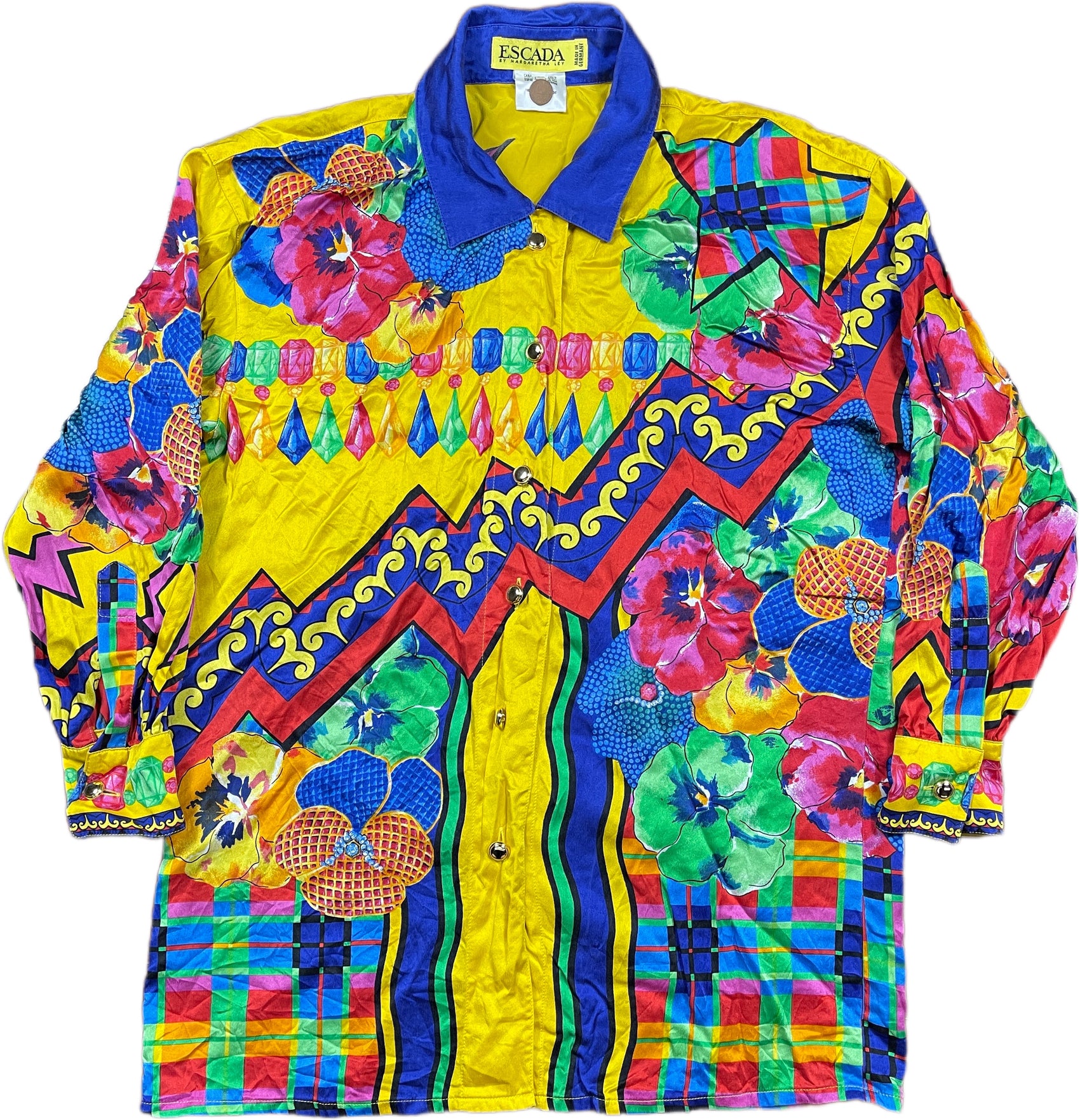 Vintage Escada Blouse Multicolor Silk S