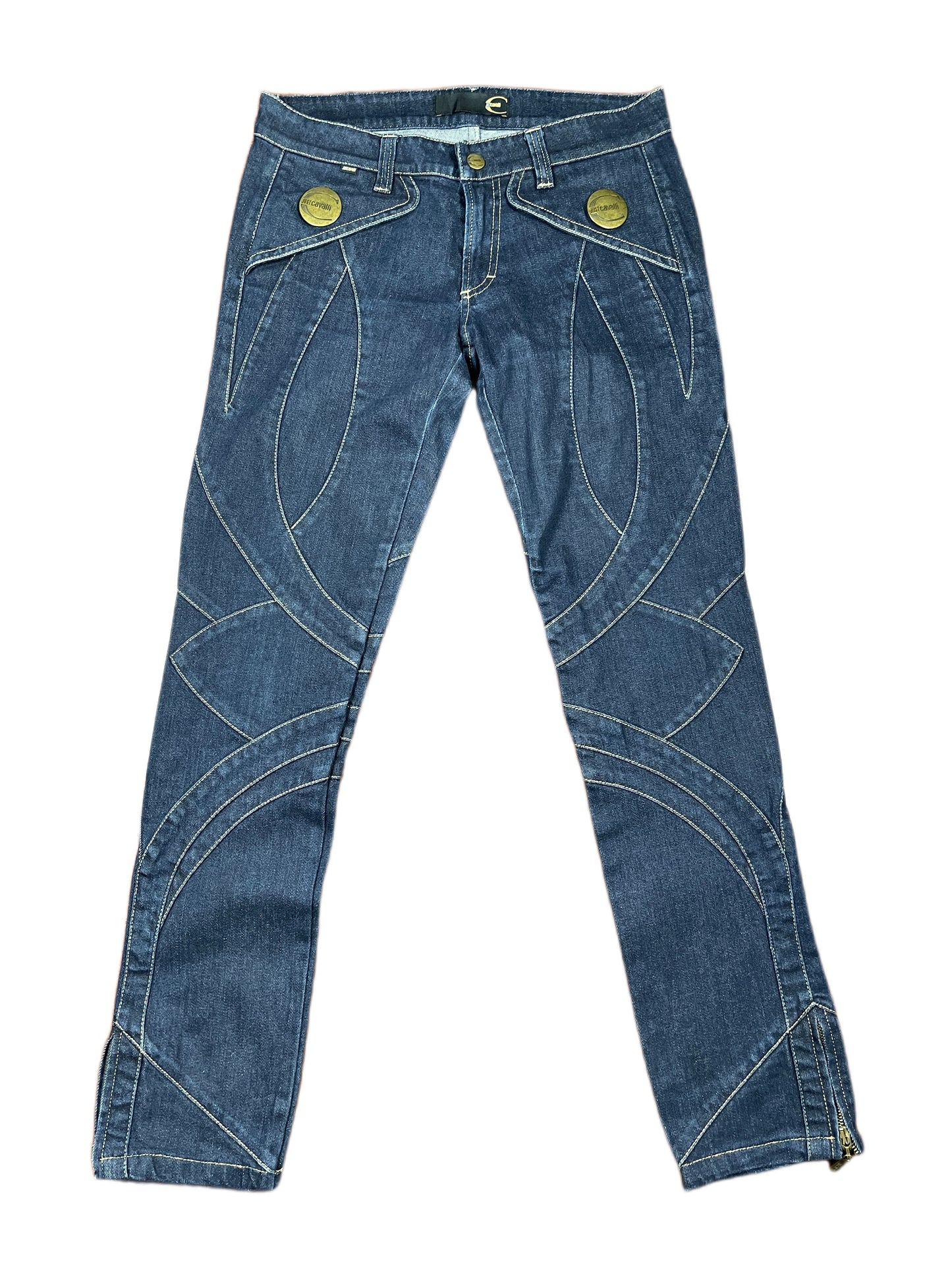 Y2k Just Cavalli Lo Waist Denim Pants Blue - M/L