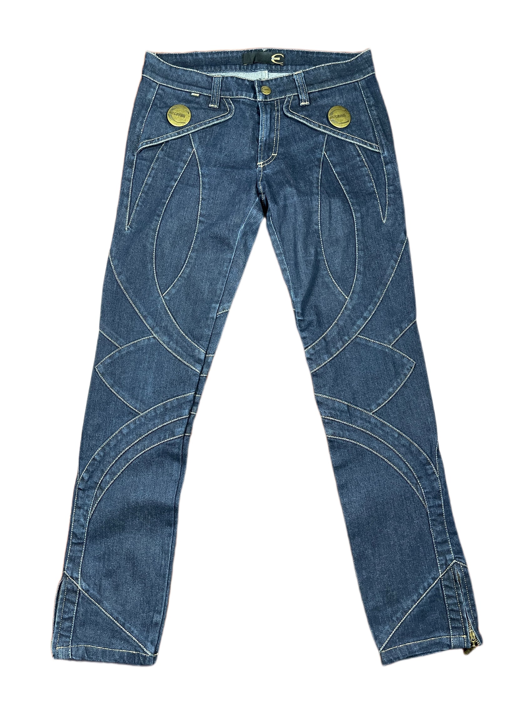 Y2k Just Cavalli Lo Waist Denim Pants Blue - M/L