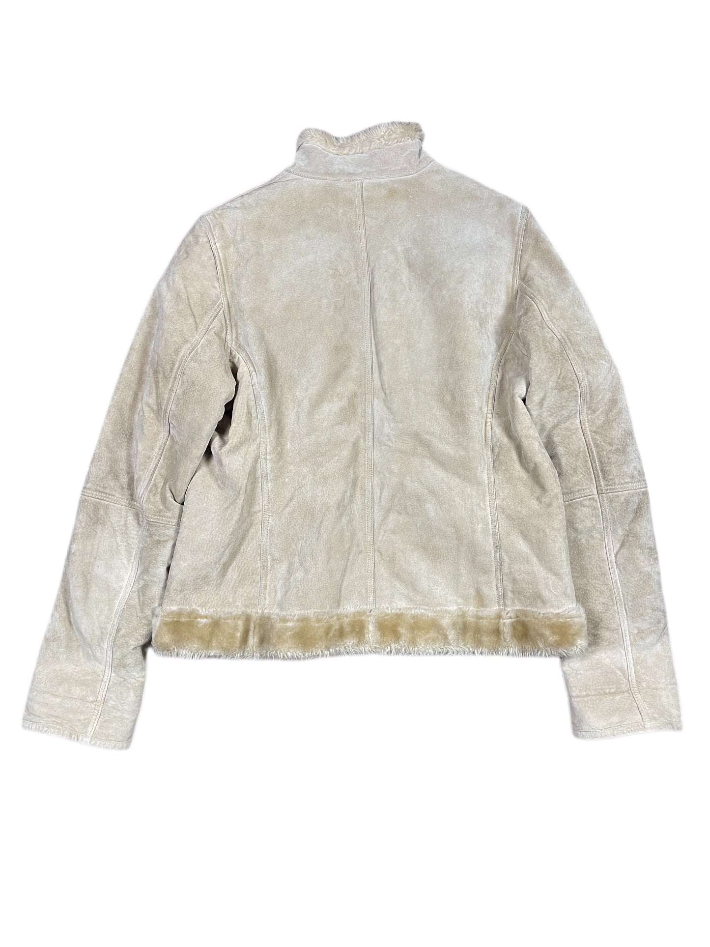 Vintage Naf Naf Wild Leather Jacket Cream - XL
