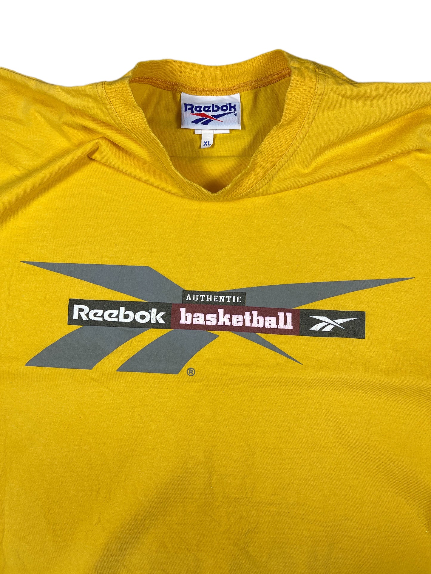 Vintage Reebok Basketball T-Shirt Yellow - XL