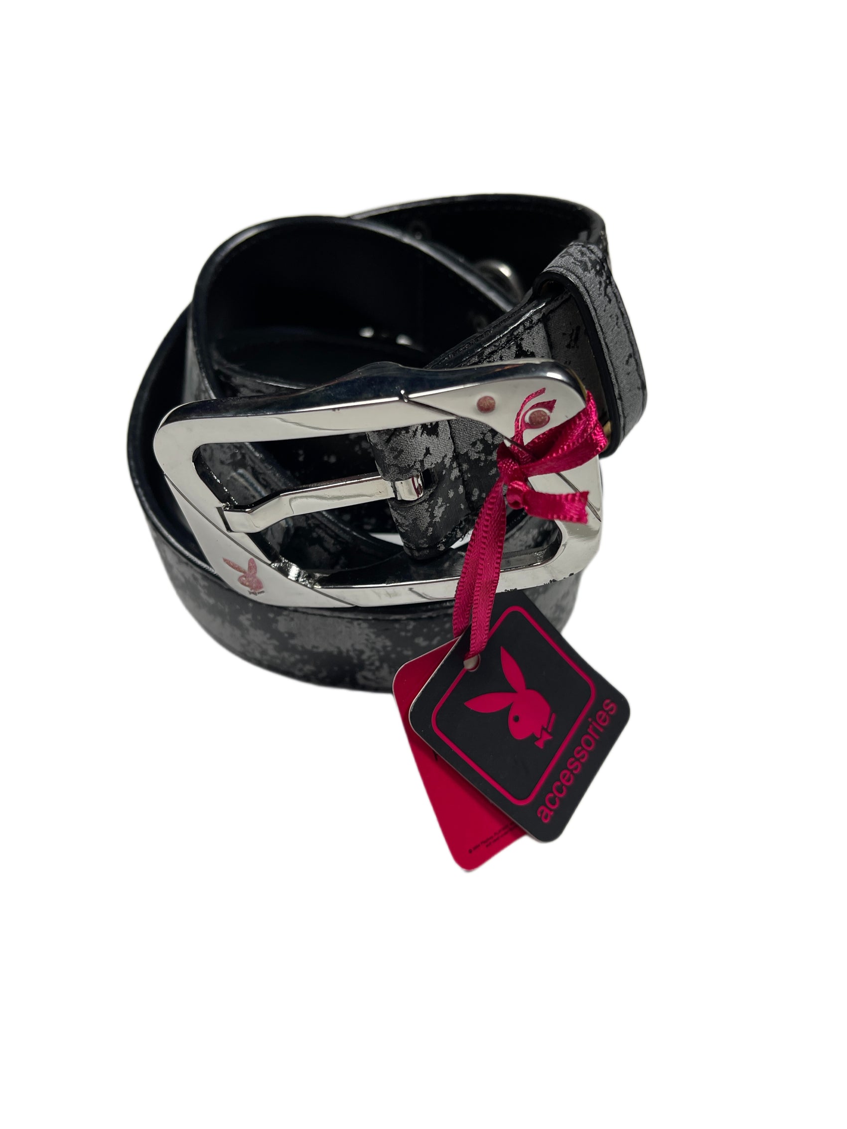 Y2k Playboy Belt Black Gray 2004