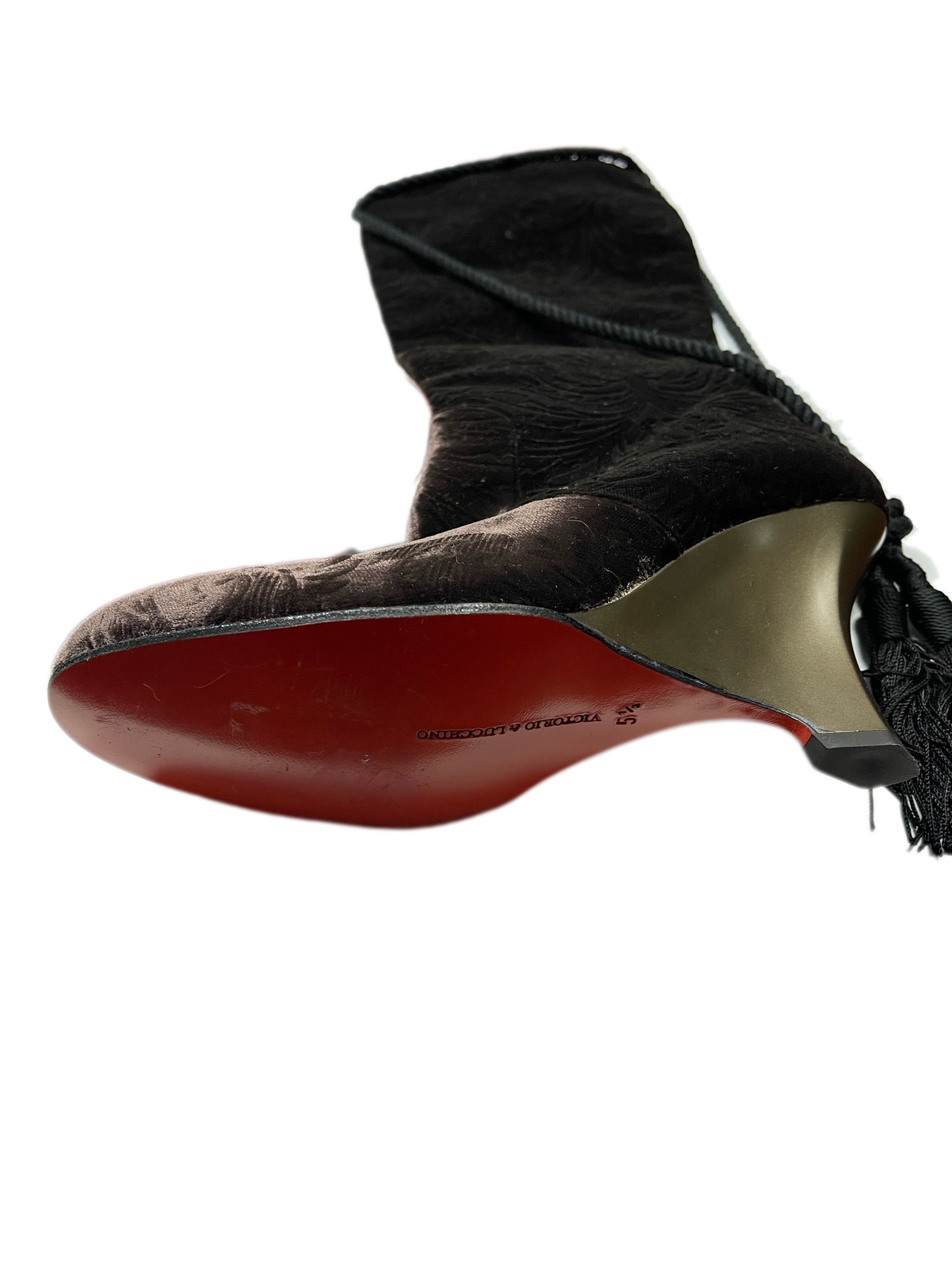 Y2k Victorio & Lucchino Knee High Velvet Brown Boots - 36