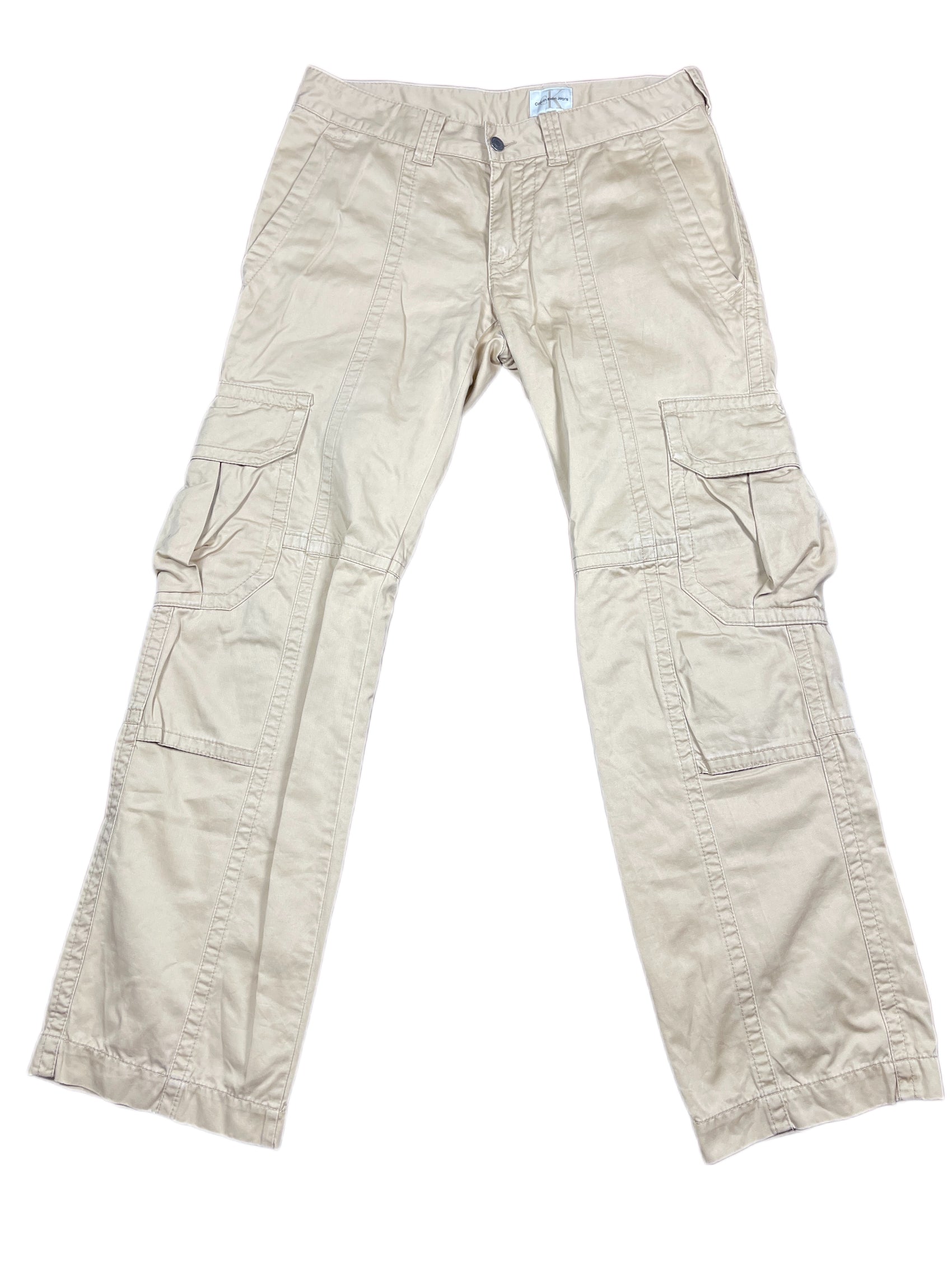 Y2k Calvin Klein Cargo Pants Low Waist Creme - M