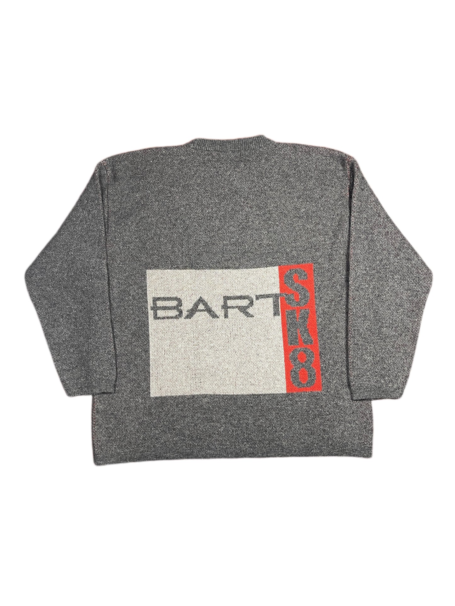 Y2k The Simpsons 2003 Bart Skateboard Chunky Knitted Sweatshirt Gray - XXL