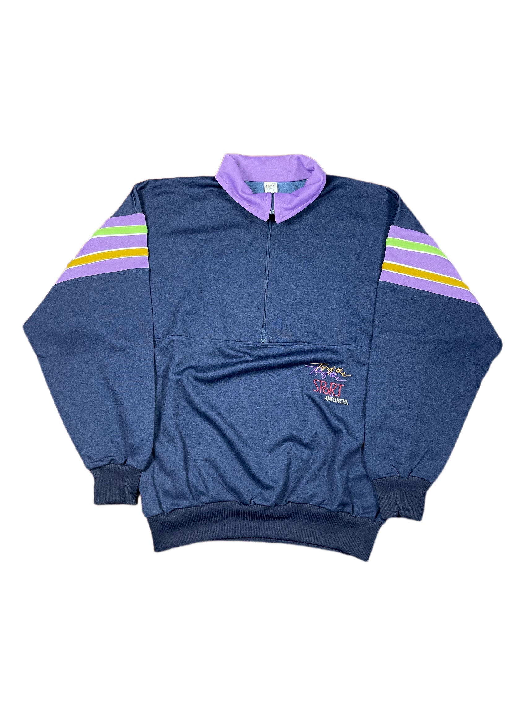 VIntage Sport Half Zip Jacket Navy Purple - XXL