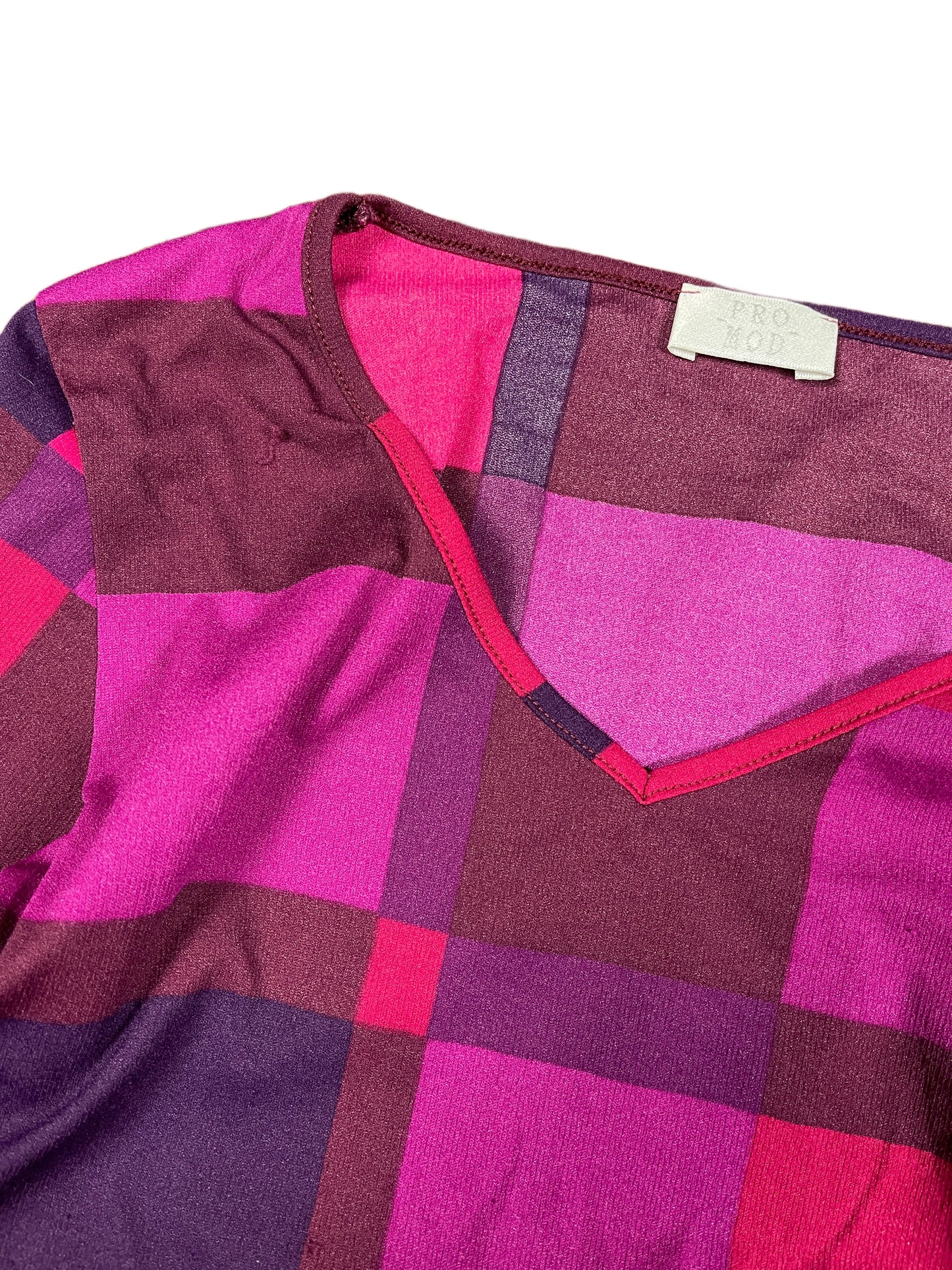 Y2k Promod Geometric Long Sleeve Top Pink Tones - S