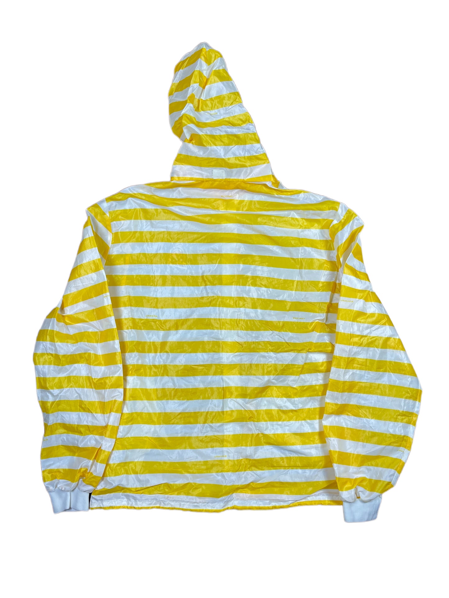 Vintage Invicta Rain Jacket Striped Yellow White - L