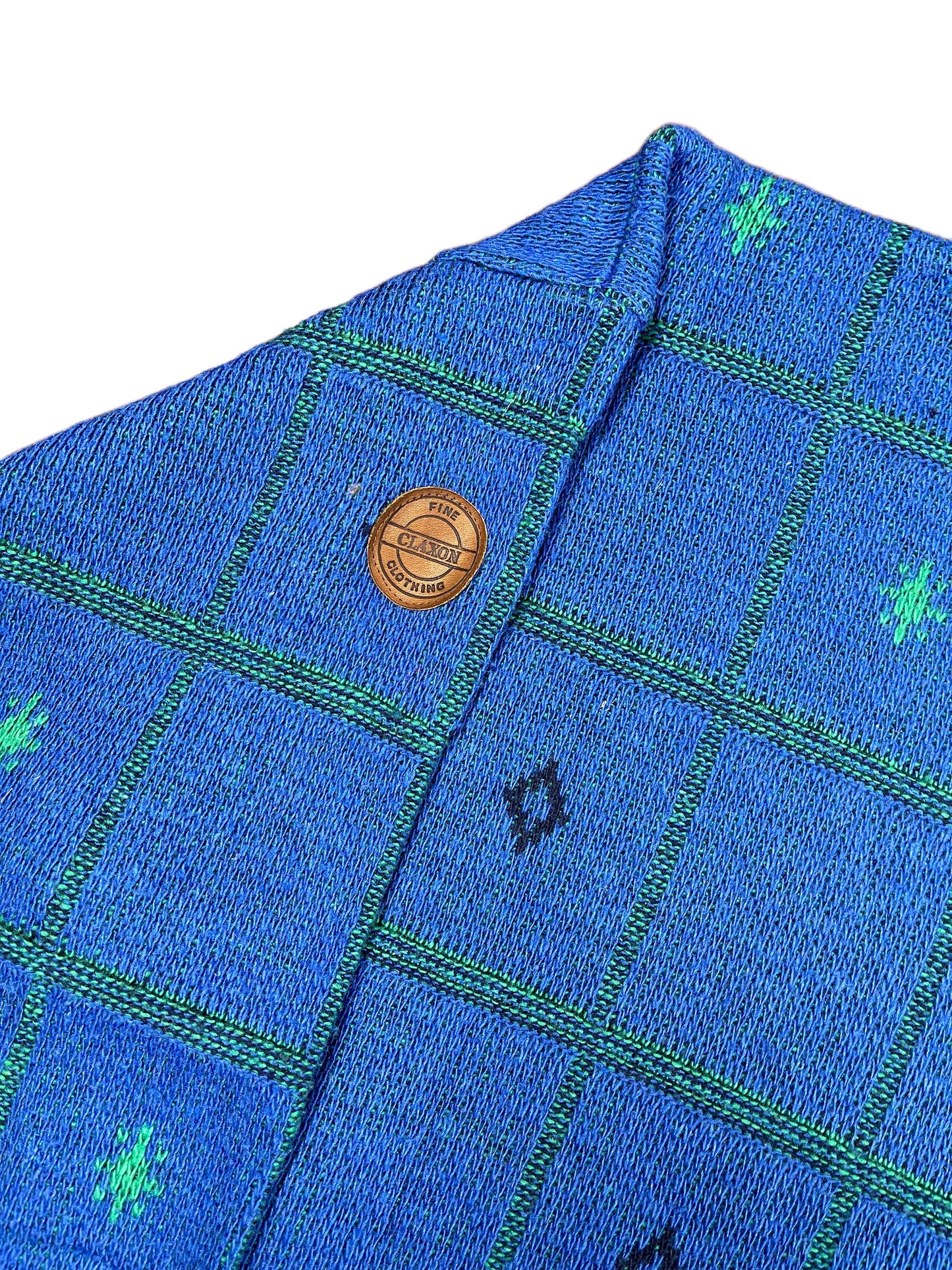 Vintage Claxon Knitted Sweatshirt Blue Green - L