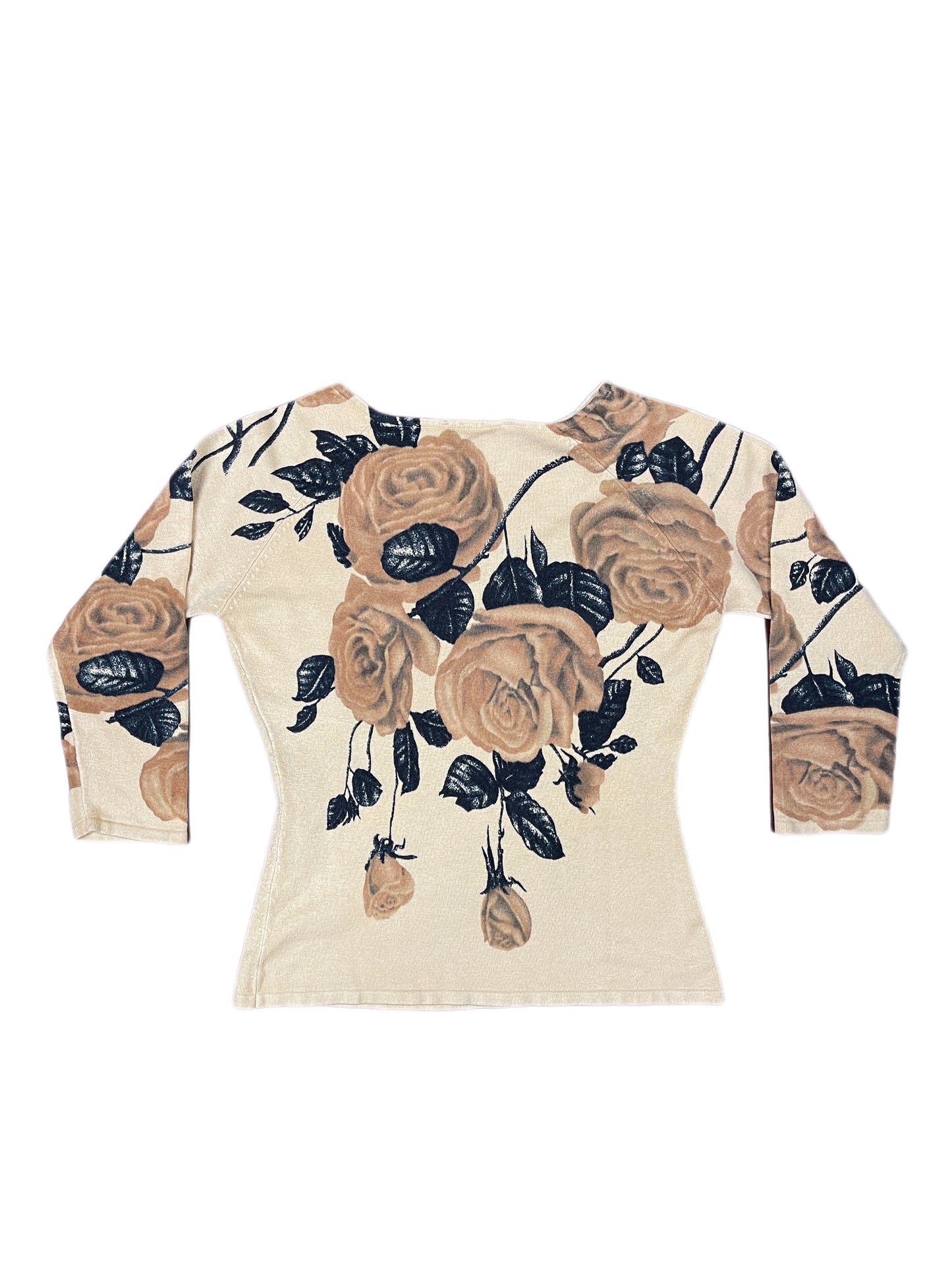 Y2k Ferrone Long Sleeve Top Creme Brown - XL