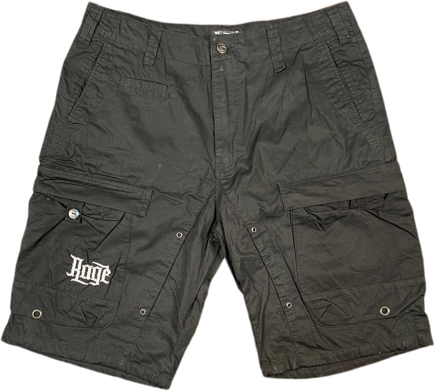 Y2K Rage Cargo Shorts Black Cotton XL