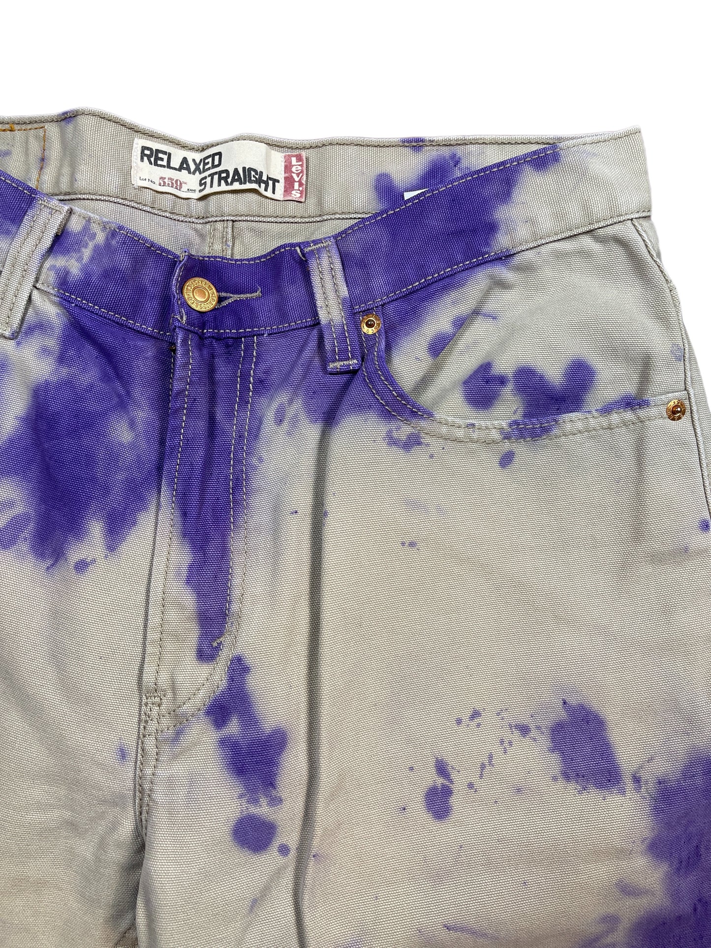 Y2k Levi's 559 UpCycled Denim Pants Beige Purple - M/L