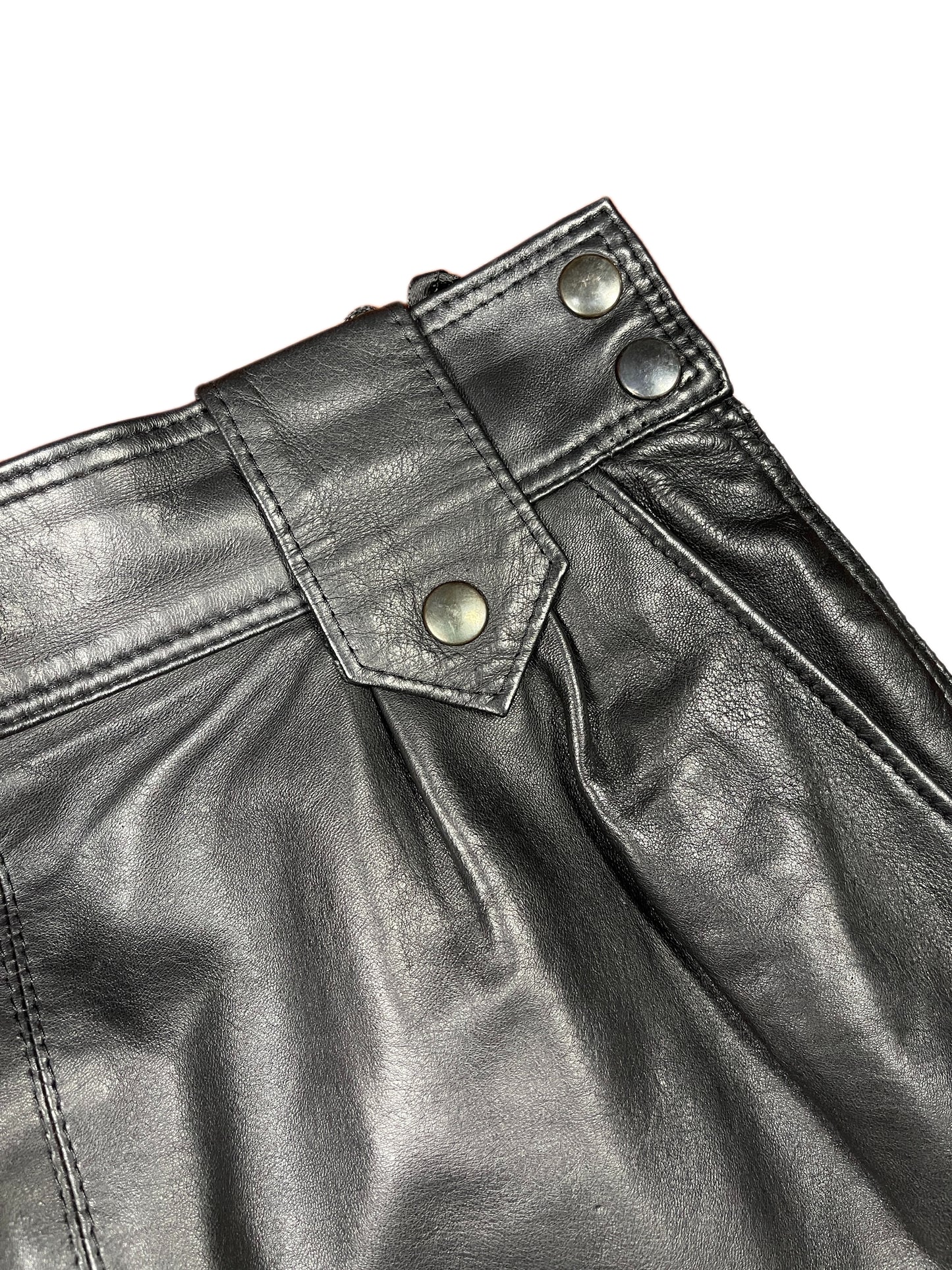 Vintage Yves Saint Laurent Leather Skirt Black - L