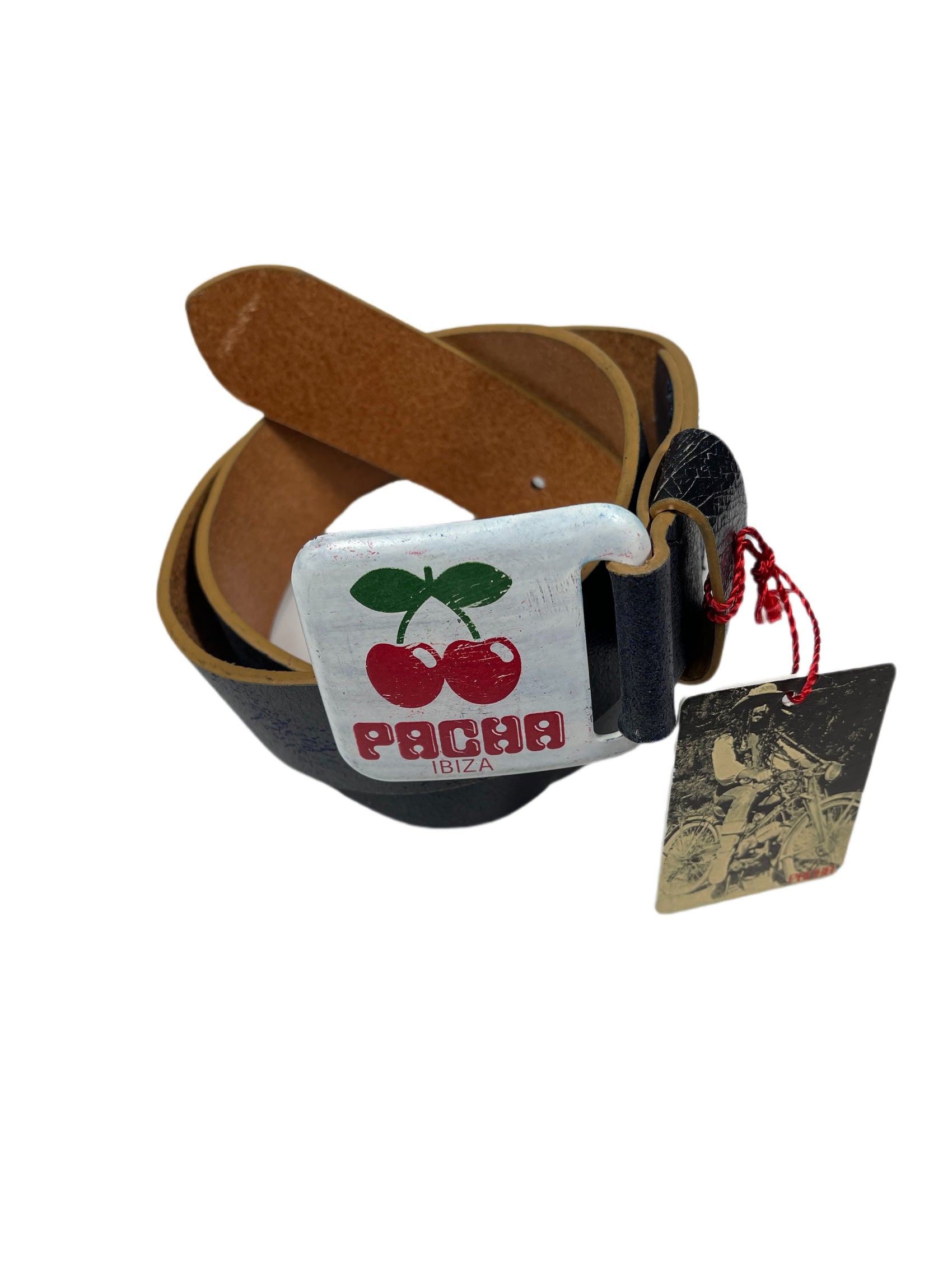 Y2k Pacha Ibiza Leather Poke In Belt Black 2000s