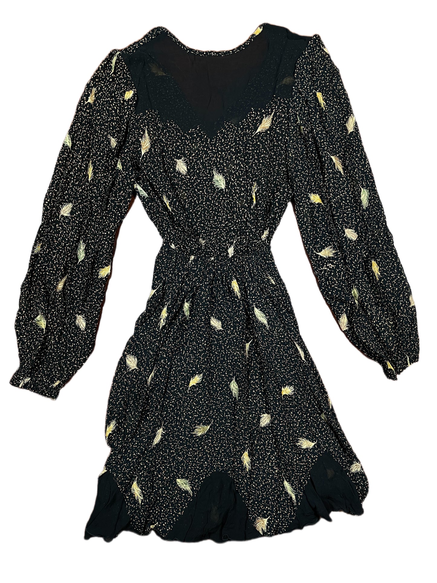 Vintage Long Sleeve Dress Black - M