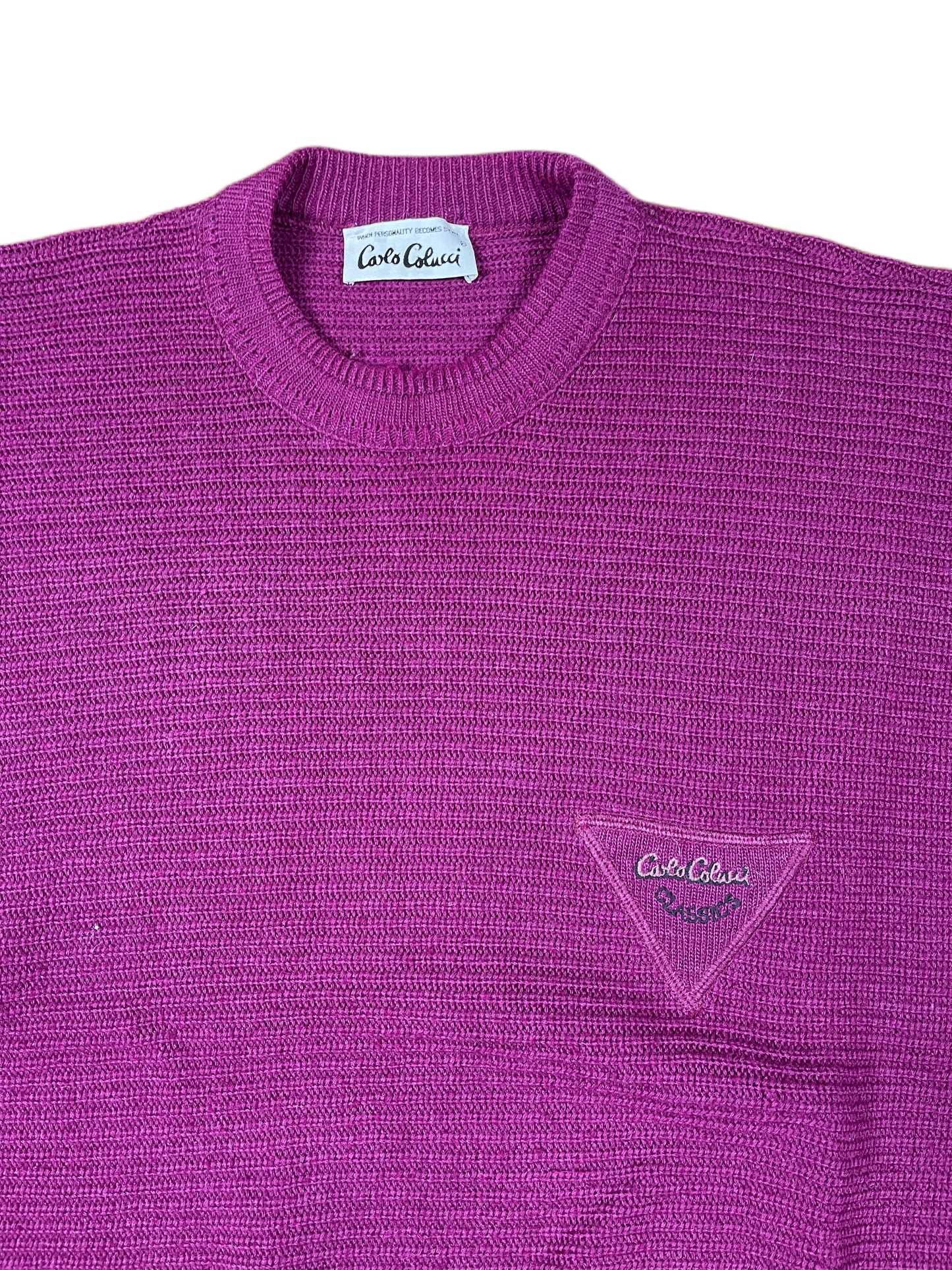 Vintage Carlo Colucci 1980s Knitted Sweatshirt Purple XXL