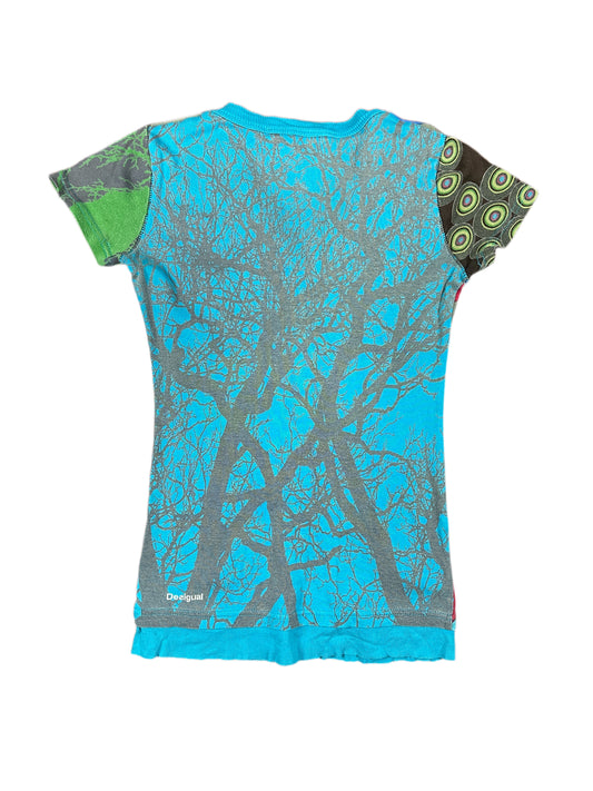 Y2k Desigual Short Sleeve Top Blue - M