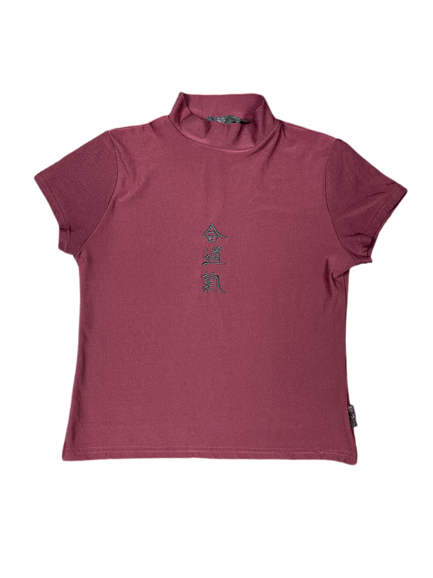 y2k 95b Paris Short Sleeve Top Burgundy - S/M