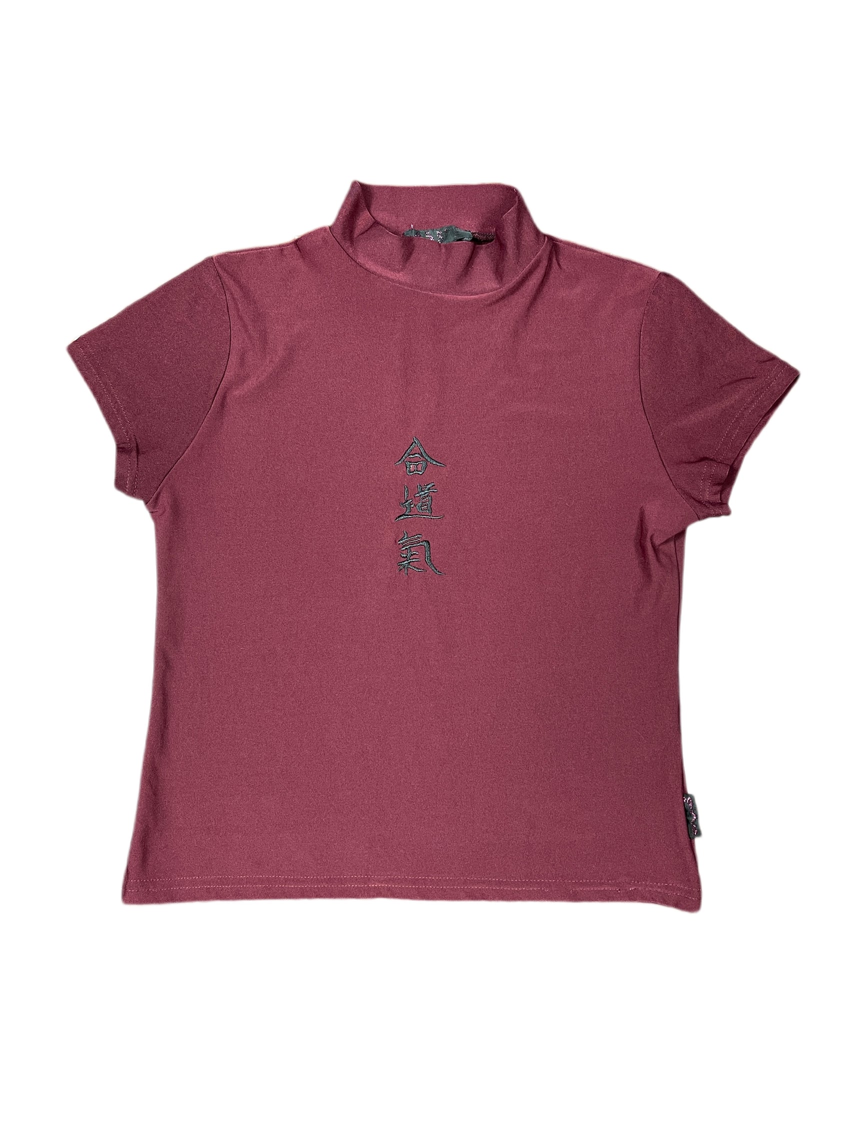 y2k 95b Paris Short Sleeve Top Burgundy - S/M