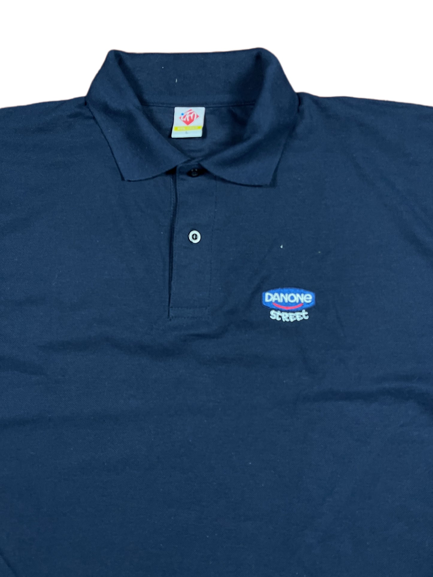 Vintage Danone Street Polo Shirt Navy - L